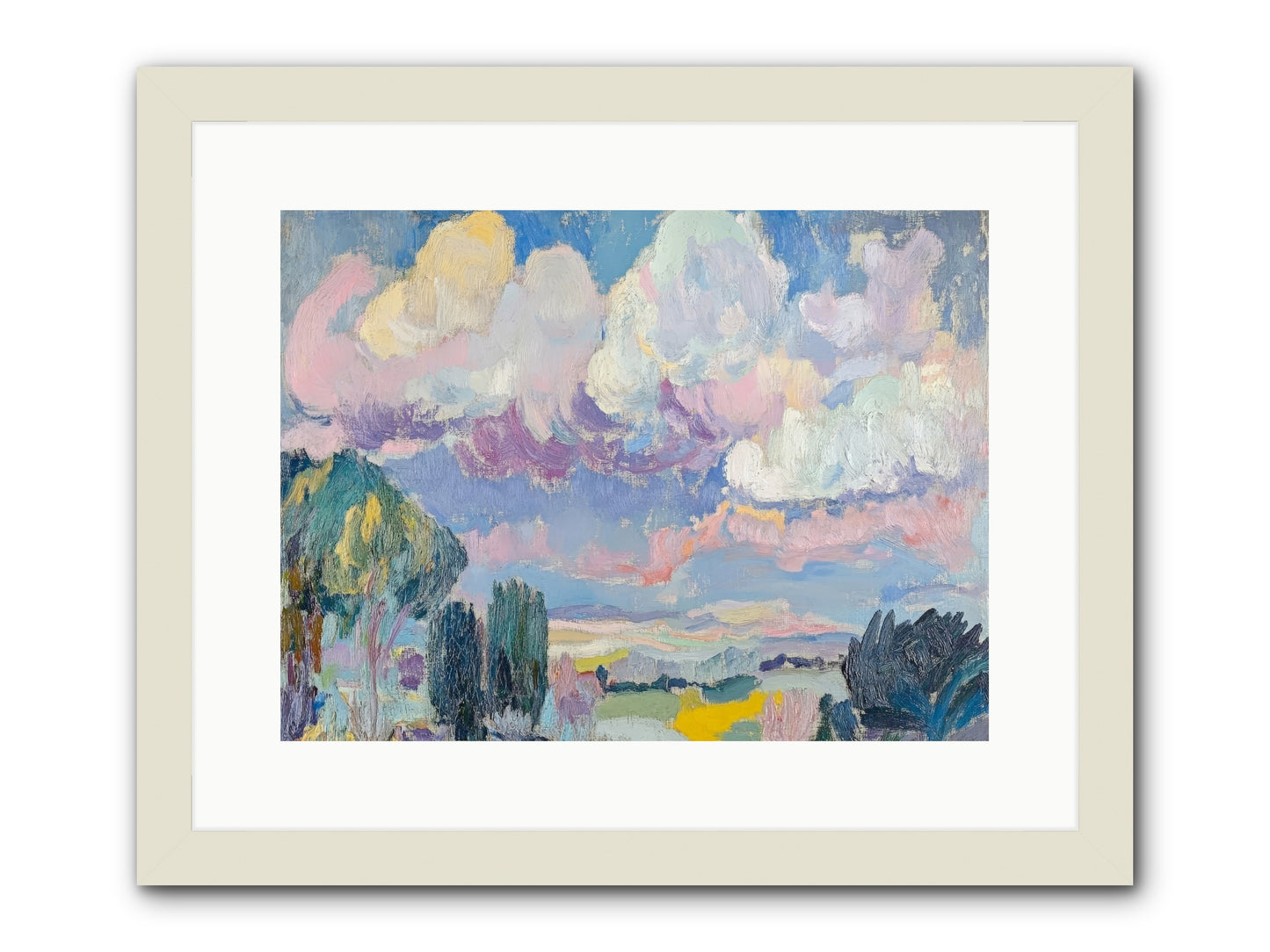 Painted Provence Evening -- Framed Print - White 16x12