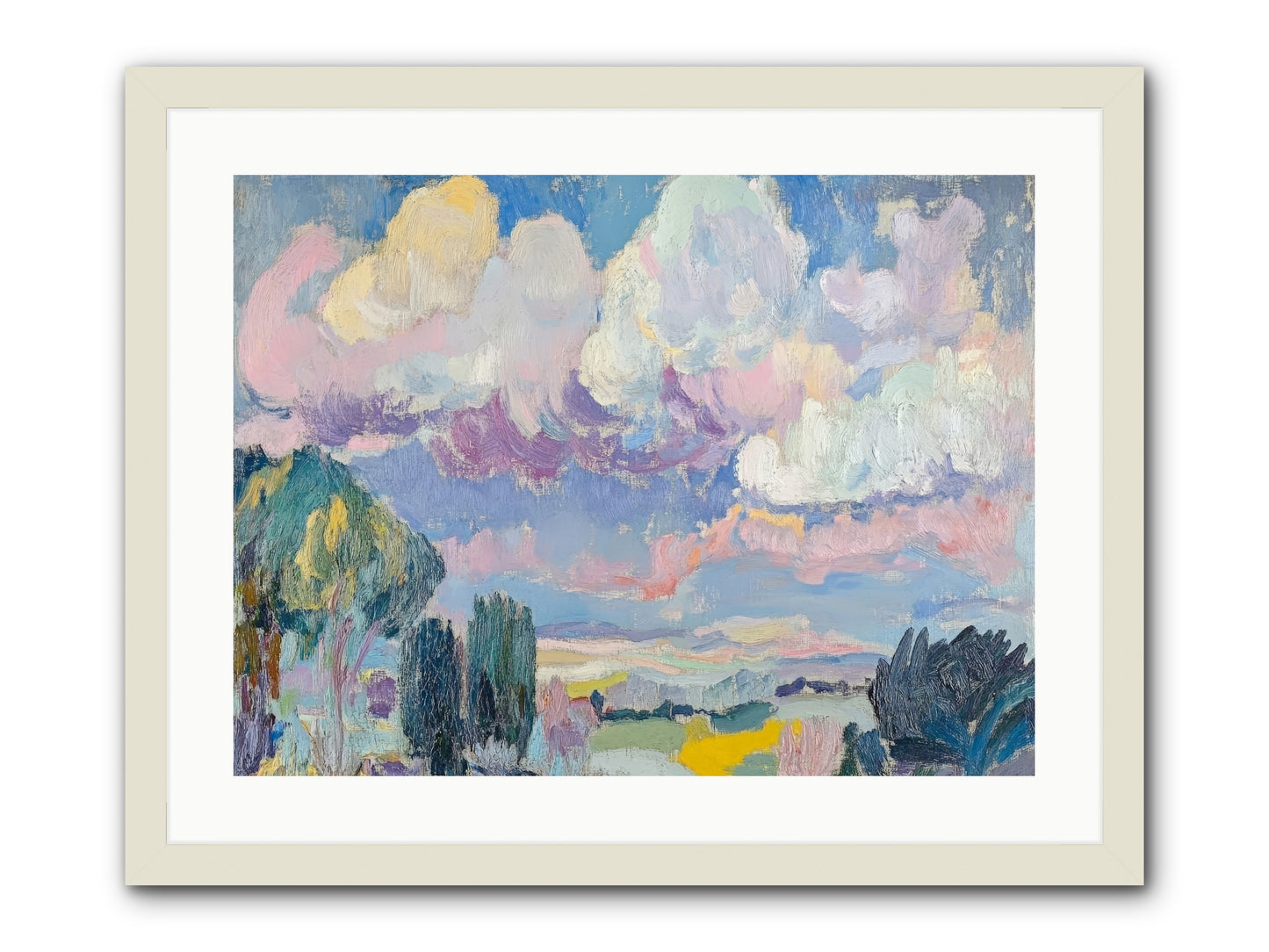 Painted Provence Evening -- Framed Print - White 24x18
