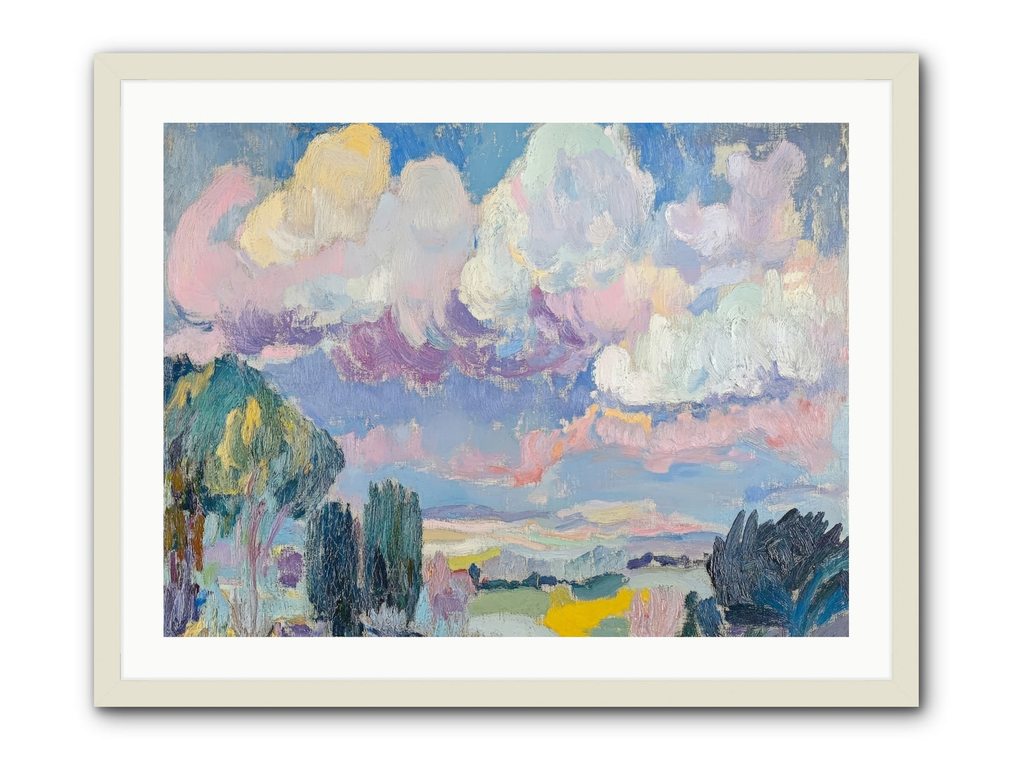 Painted Provence Evening -- Framed Print - White 32x24