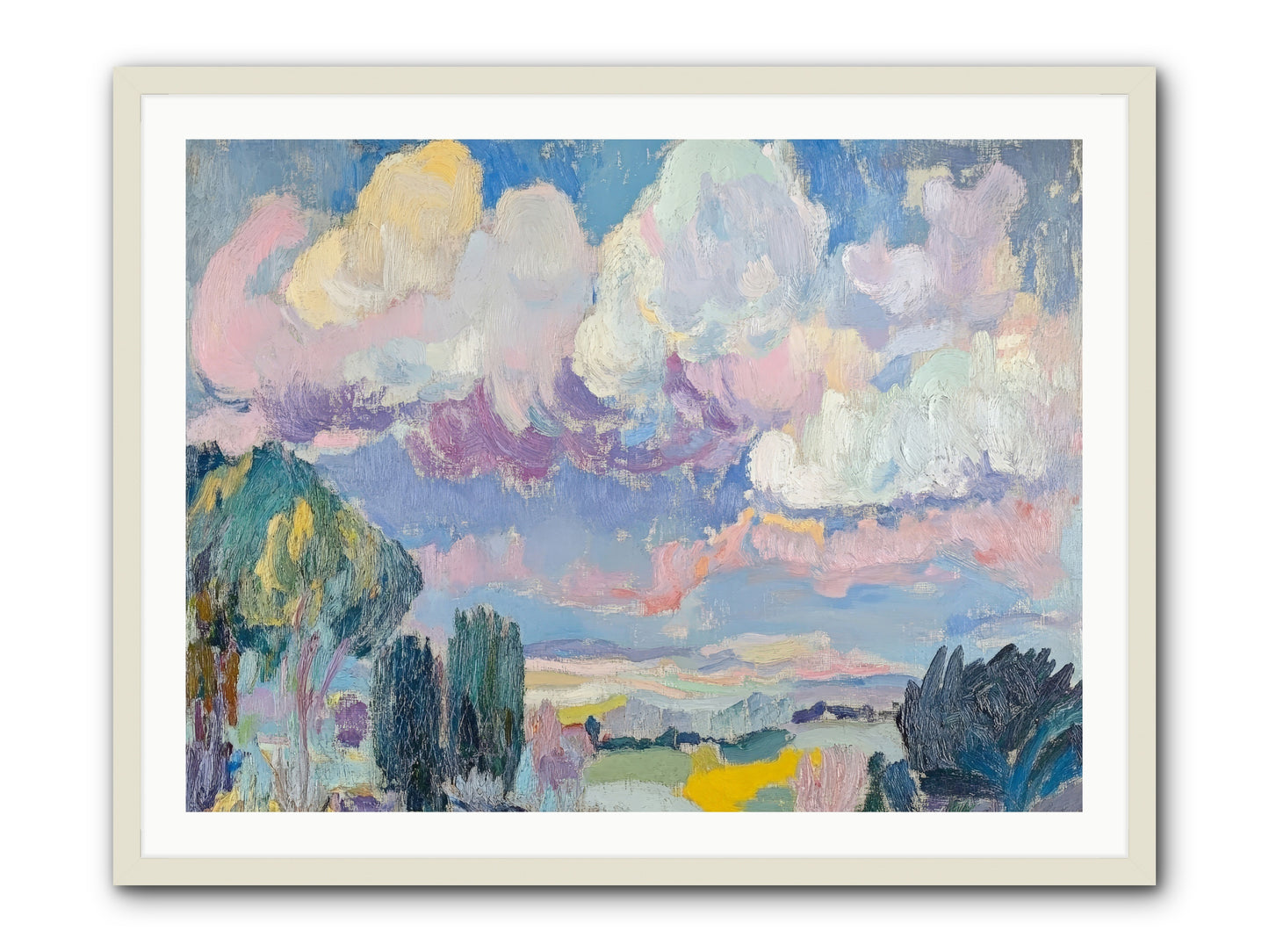 Painted Provence Evening -- Framed Print - White 40x30