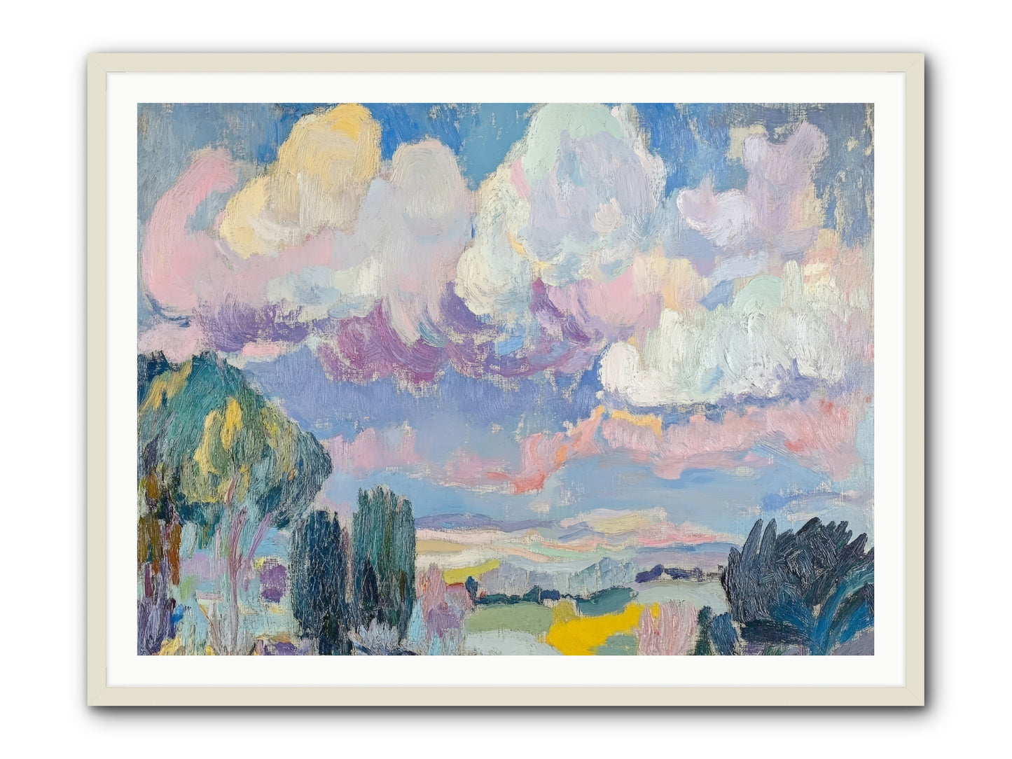 Painted Provence Evening -- Framed Print - White 48x36
