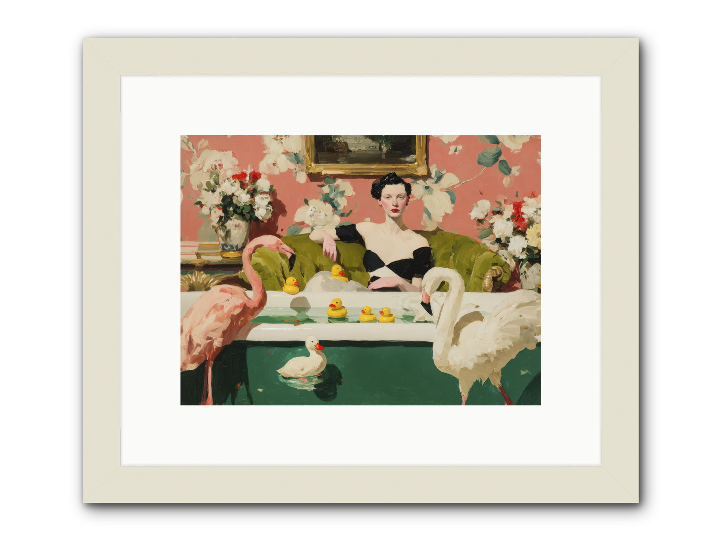 Paper Roses Before Dawn -- Framed Print - White 12x9