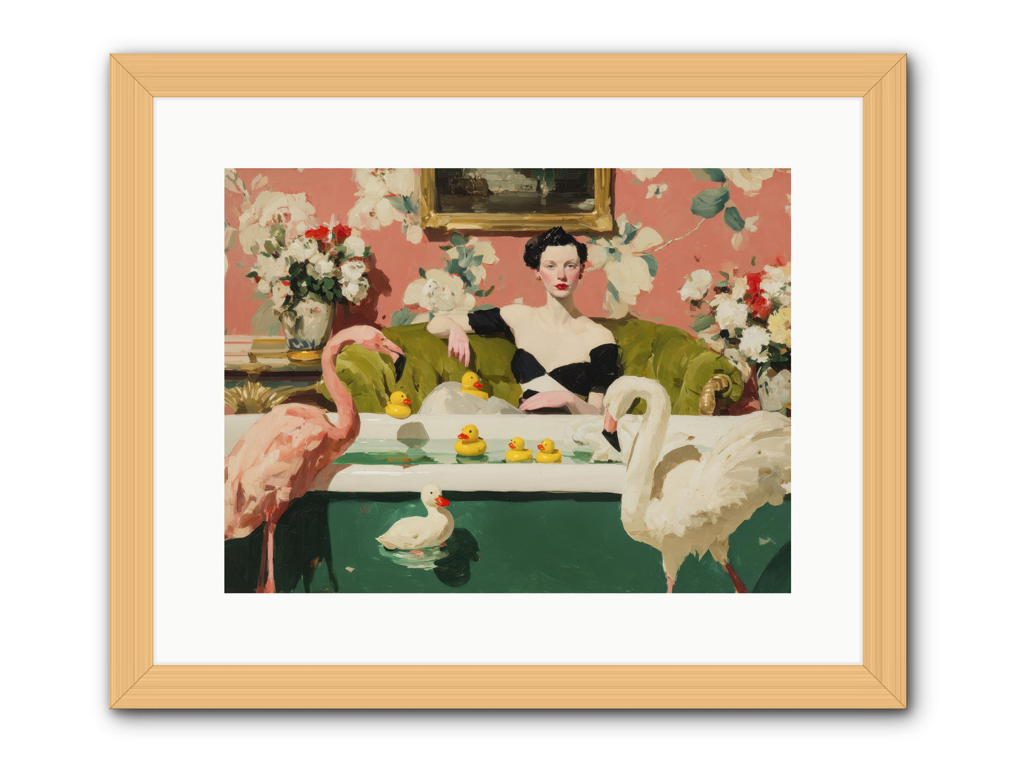 Paper Roses Before Dawn -- Framed Print - Natural 16x12