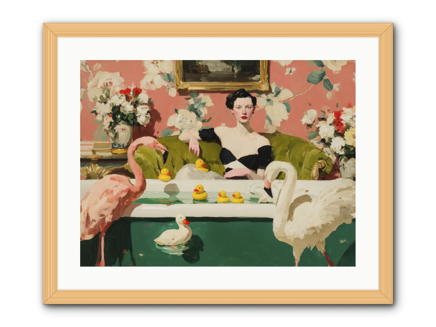 Paper Roses Before Dawn -- Framed Print - Natural 24x18