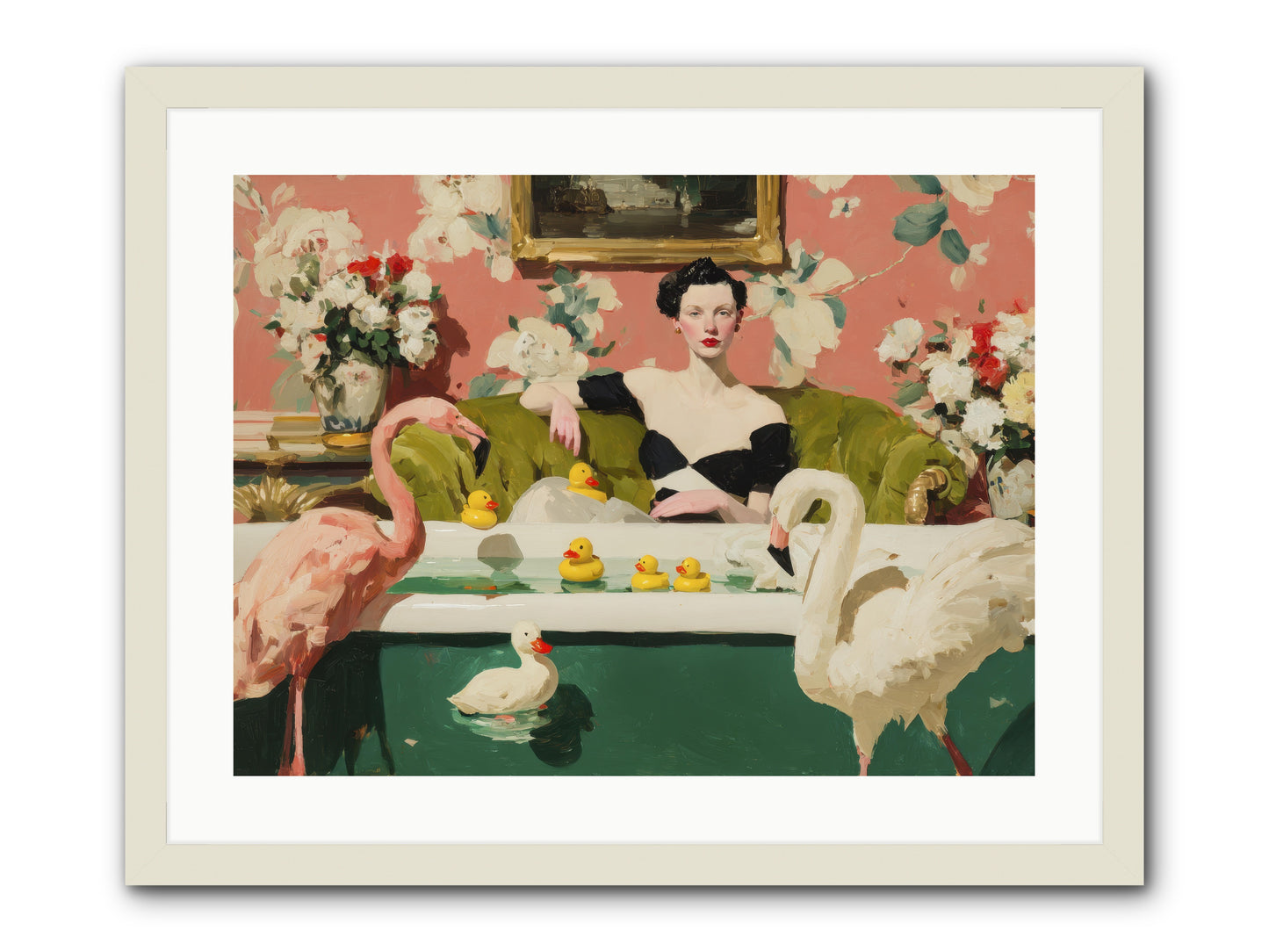 Paper Roses Before Dawn -- Framed Print - White 24x18