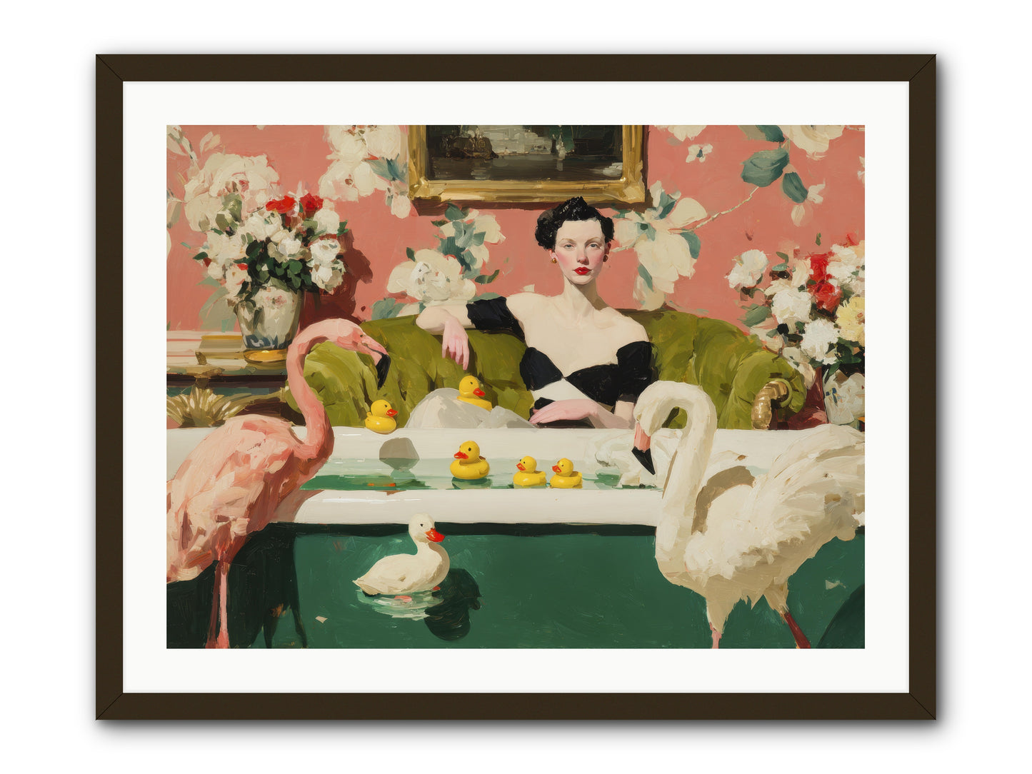 Paper Roses Before Dawn -- Framed Print - Black 32x24
