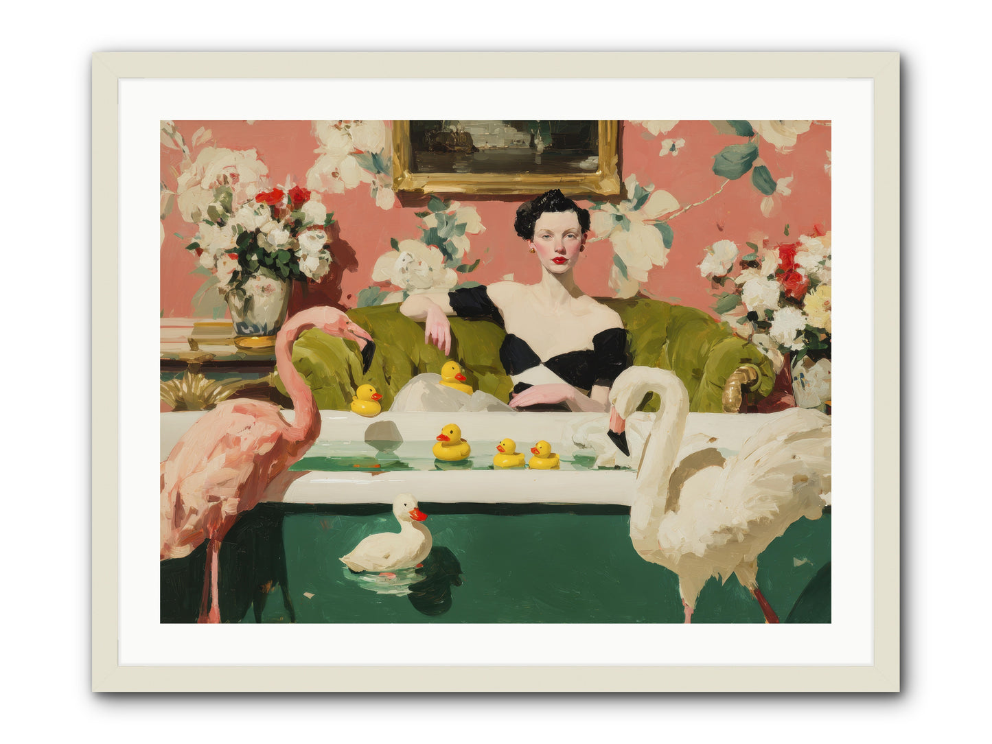 Paper Roses Before Dawn -- Framed Print - White 32x24