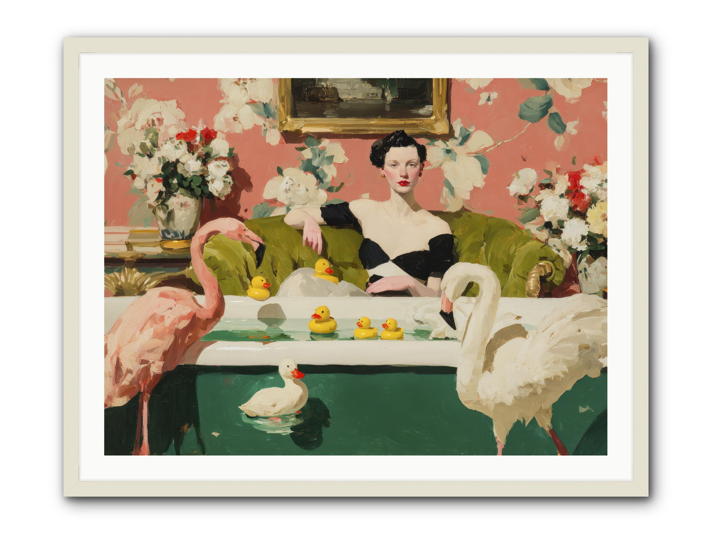 Paper Roses Before Dawn -- Framed Print - White 40x30