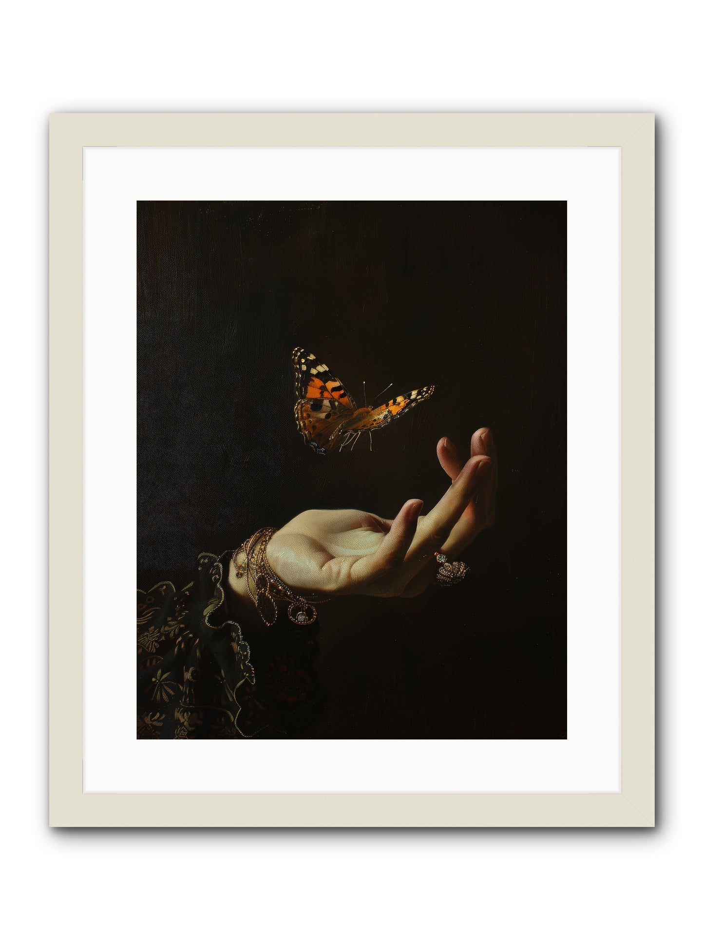 Papillon Crépuscule -- Framed Print - White 16x20