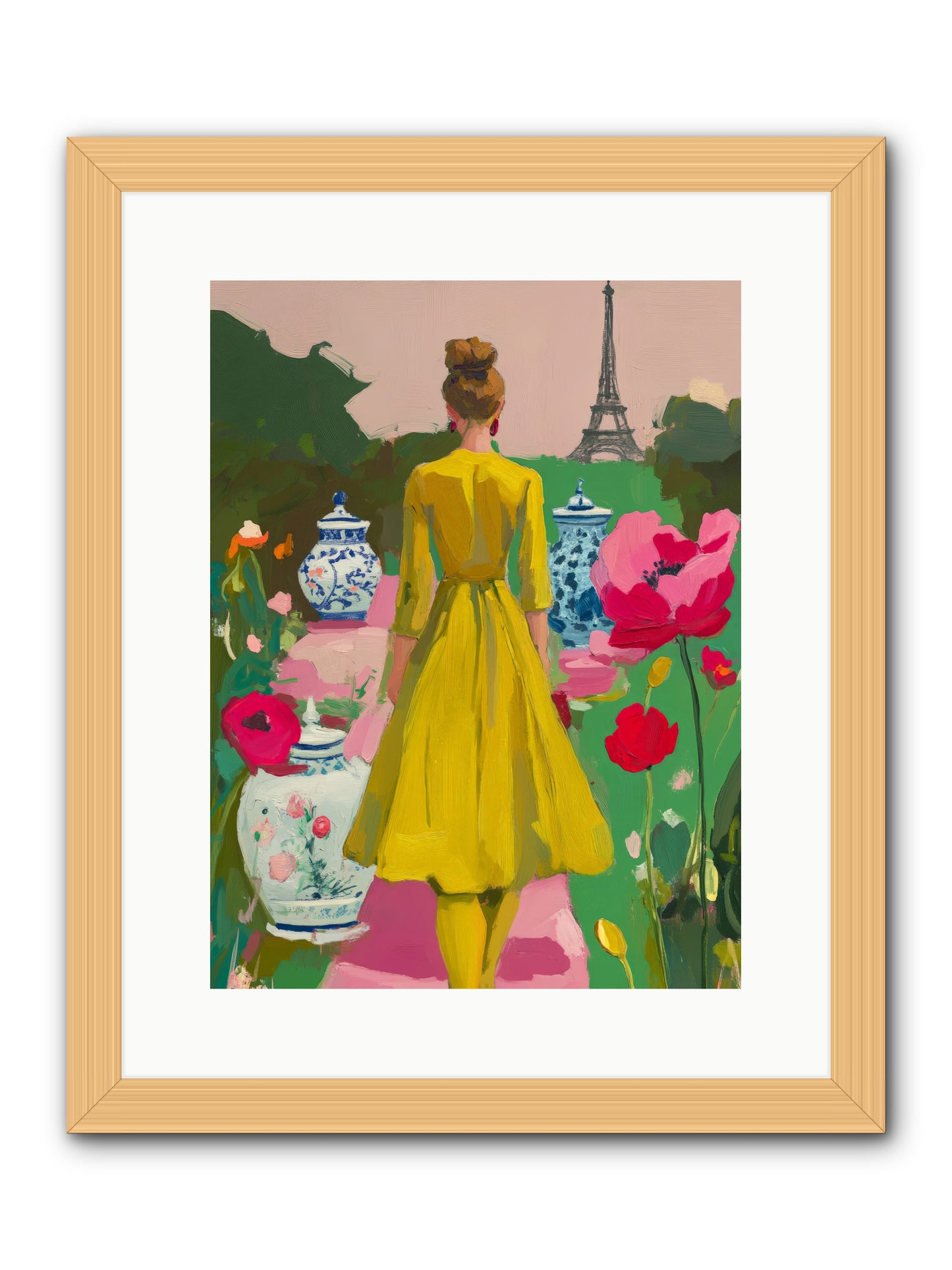 Paris in pink lightRez2 -- Framed Print - Natural 12x16