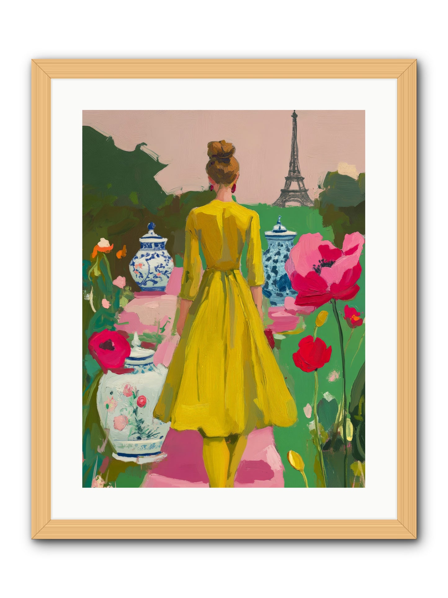 Paris in pink lightRez2 -- Framed Print - Natural 18x24