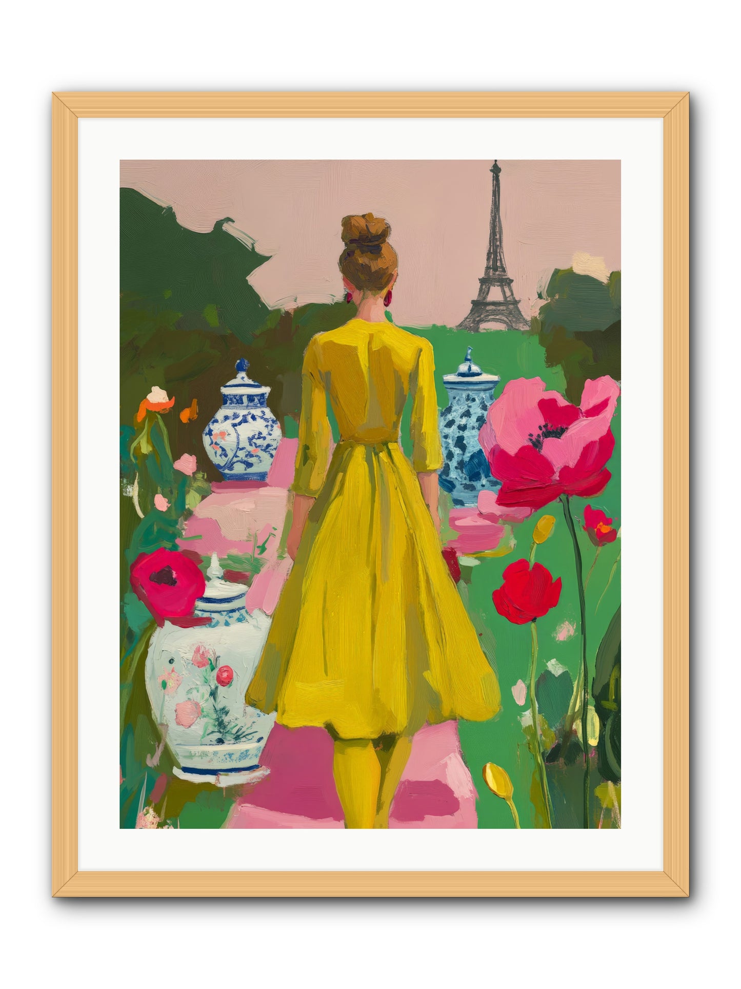Paris in pink lightRez2 -- Framed Print - Natural 24x32