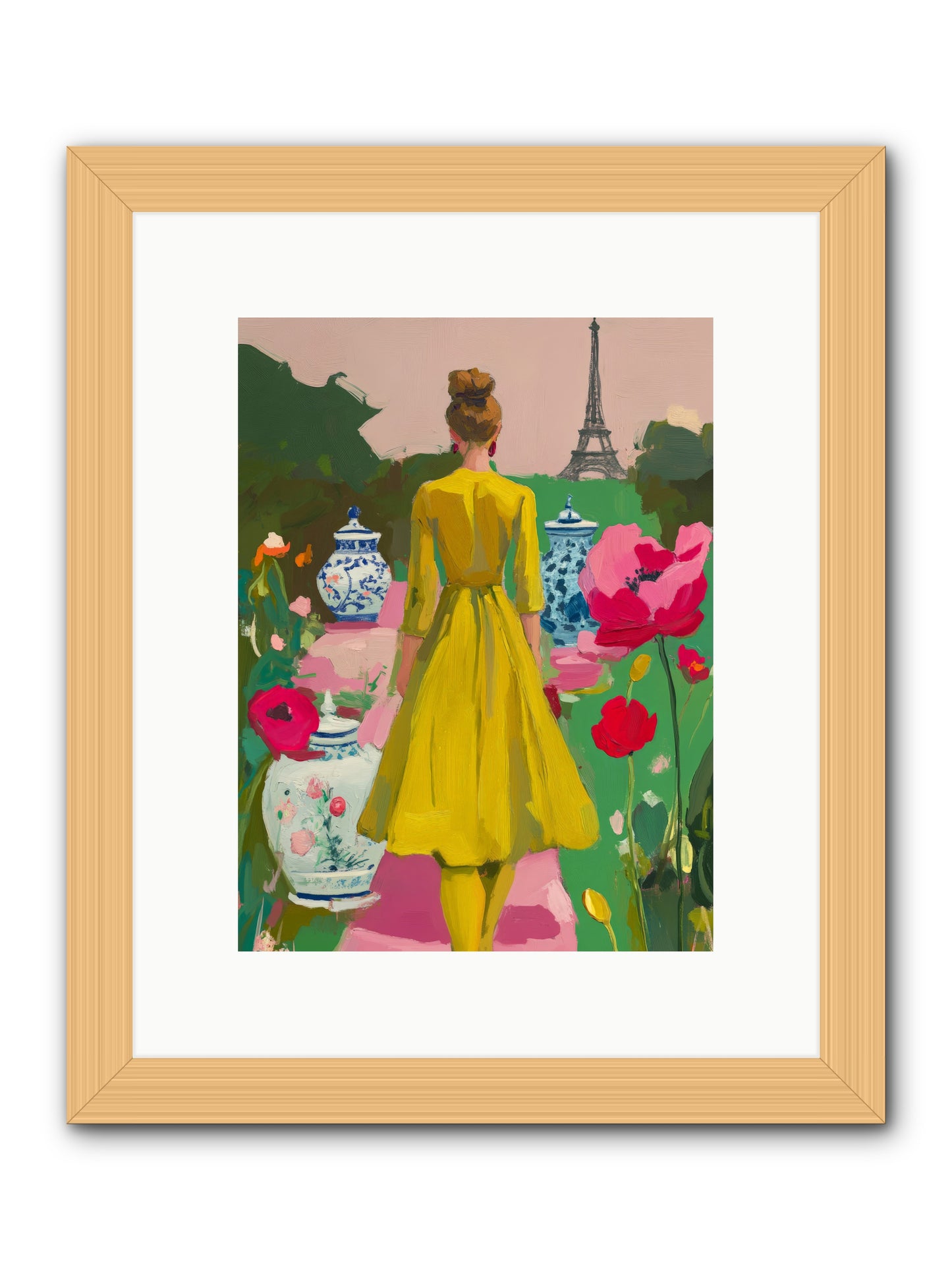 Paris in pink lightRez2 -- Framed Print - Natural 9x12
