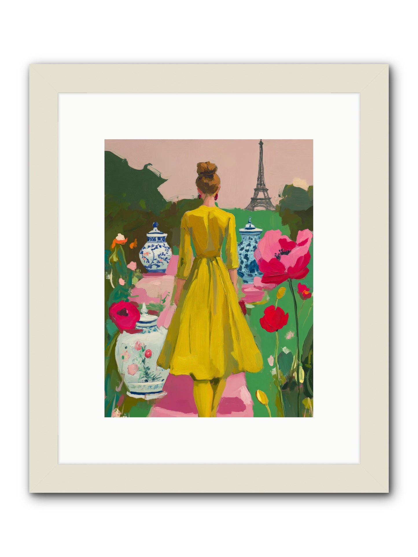 Paris in pink lightRez2 -- Framed Print - White 9x12
