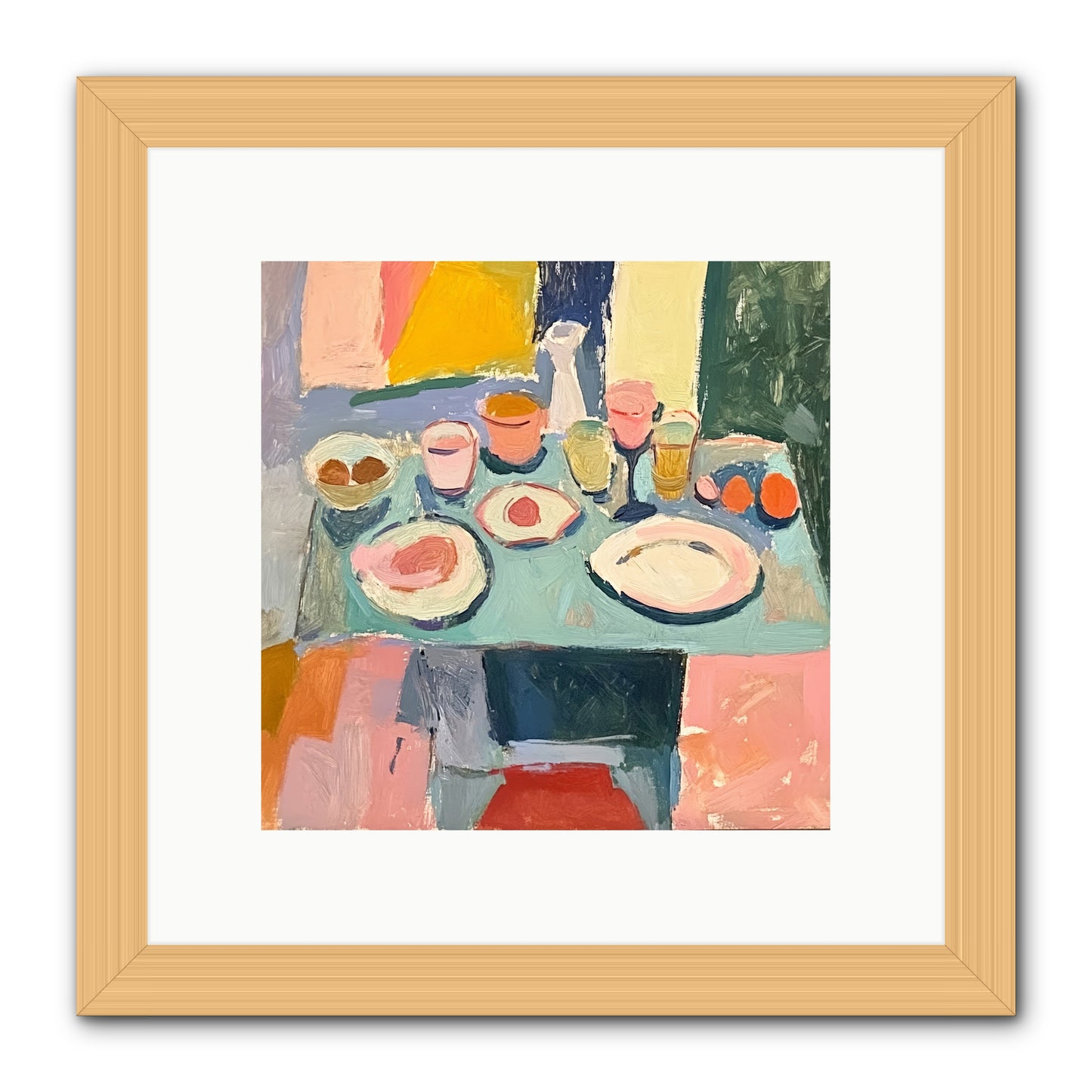 Parisian Breakfast -- Framed Print - Natural 10x10