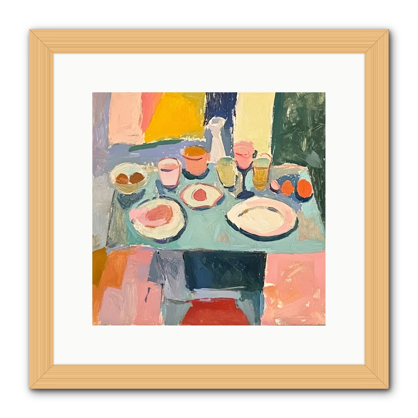 Parisian Breakfast -- Framed Print - Natural 12x12