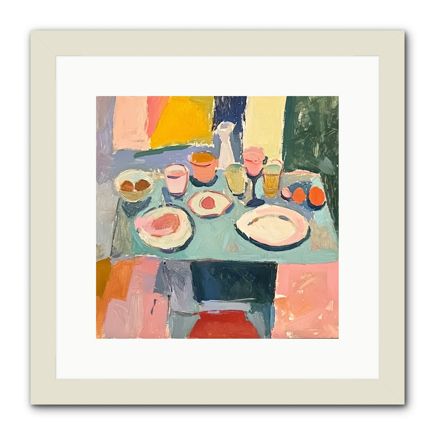 Parisian Breakfast -- Framed Print - White 12x12
