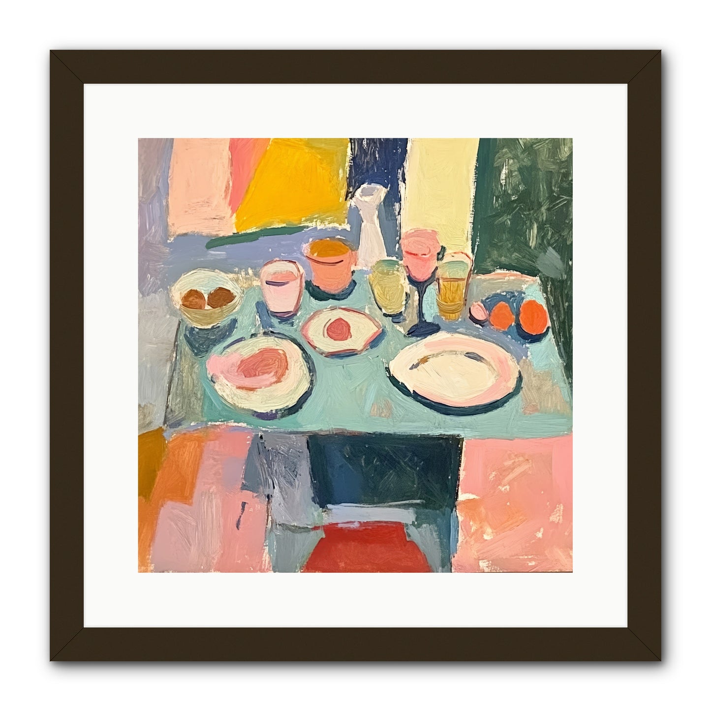Parisian Breakfast -- Framed Print - Black 16x16