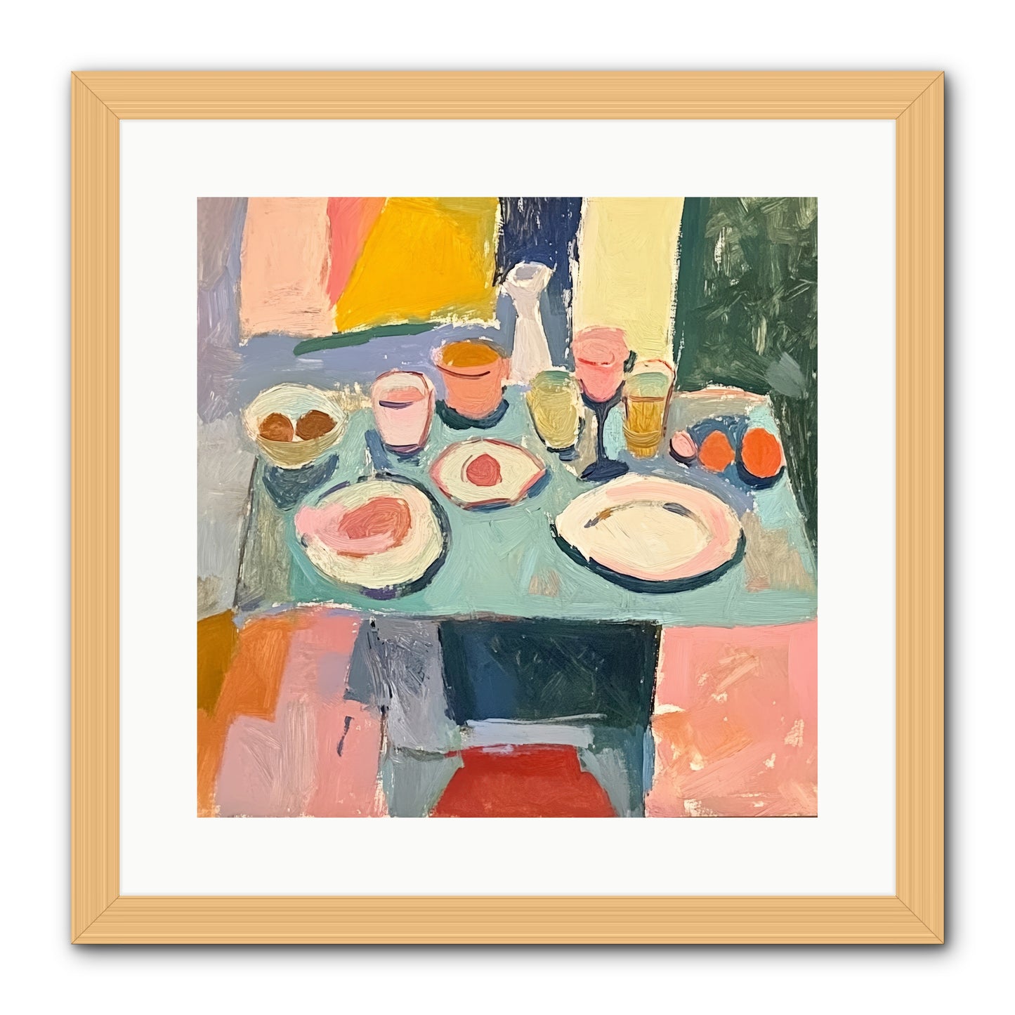Parisian Breakfast -- Framed Print - Natural 16x16