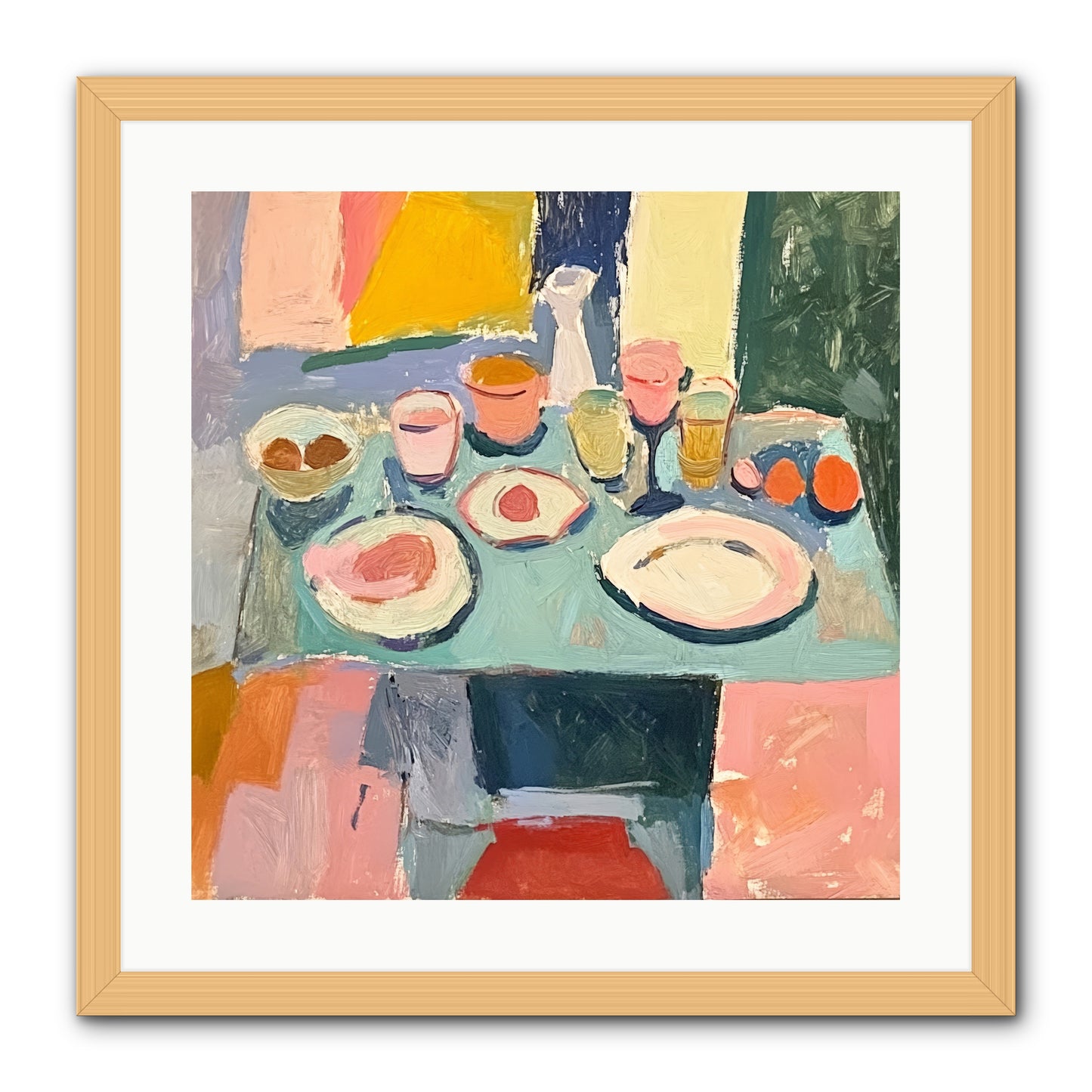 Parisian Breakfast -- Framed Print - Natural 20x20