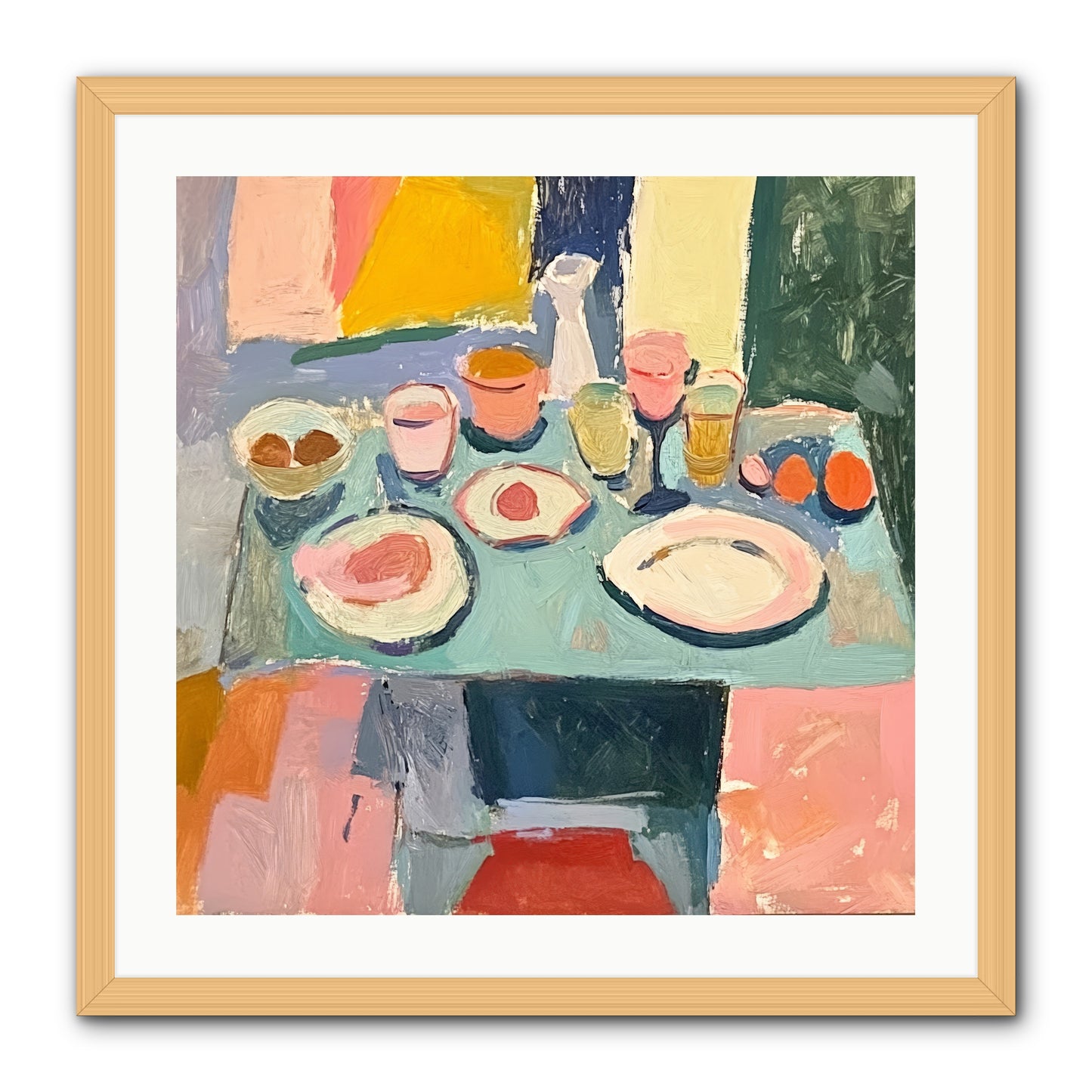 Parisian Breakfast -- Framed Print - Natural 24x24