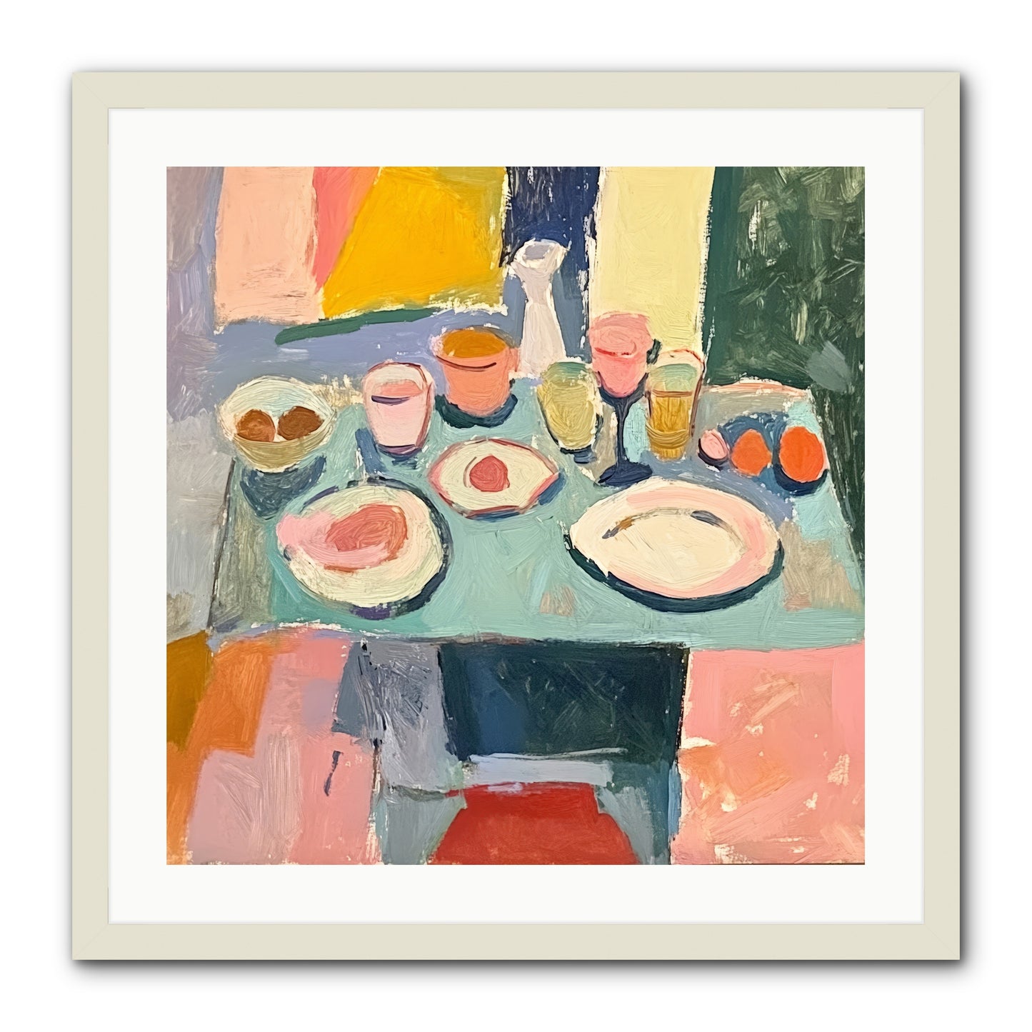 Parisian Breakfast -- Framed Print - White 24x24