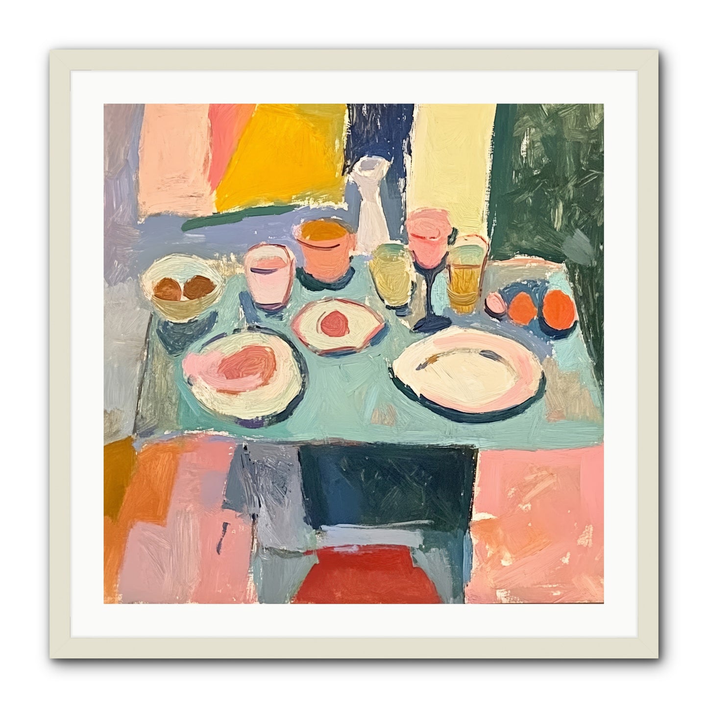 Parisian Breakfast -- Framed Print - White 30x30