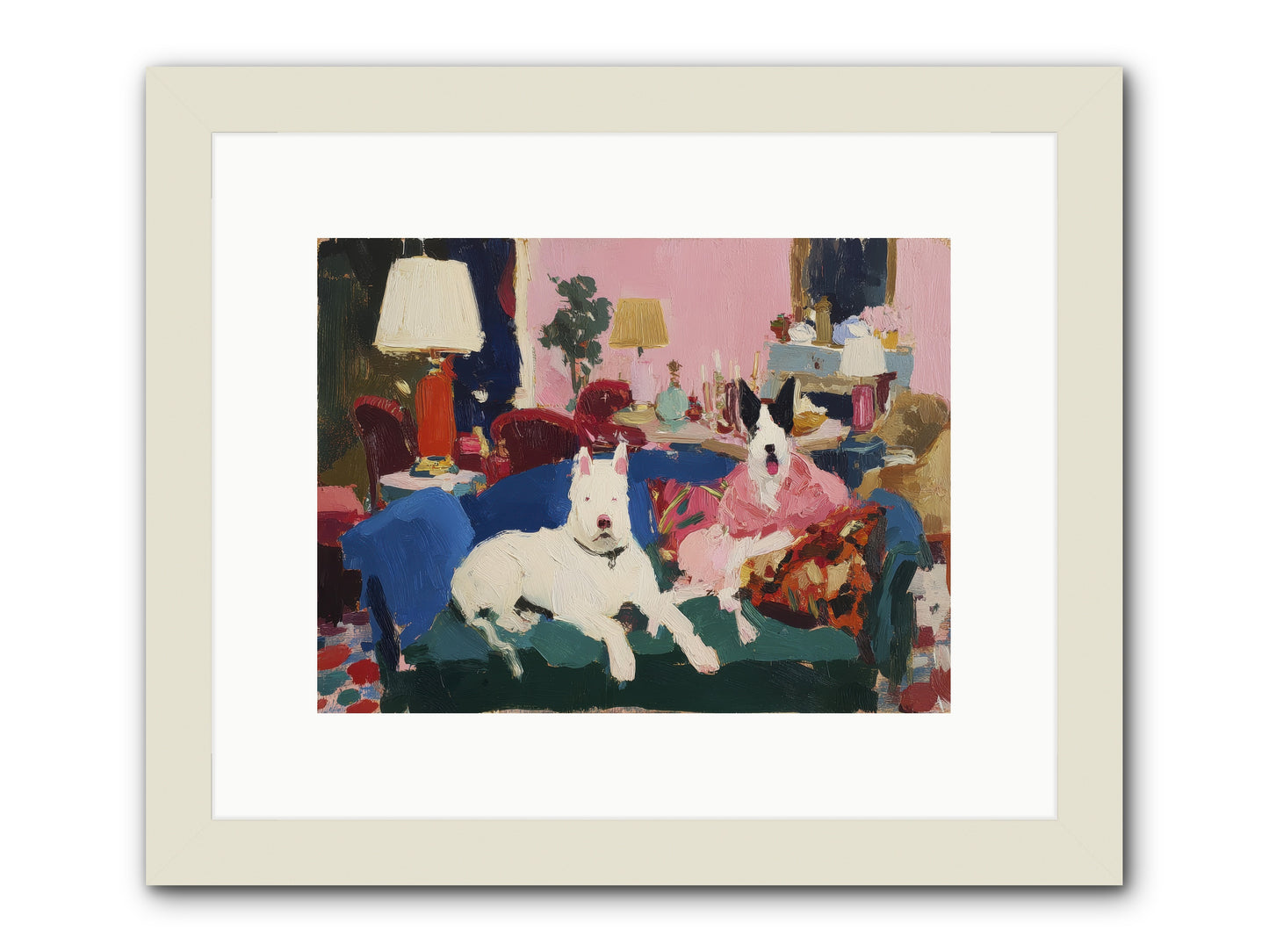 Parlor Companions -- Framed Print - White 12x9