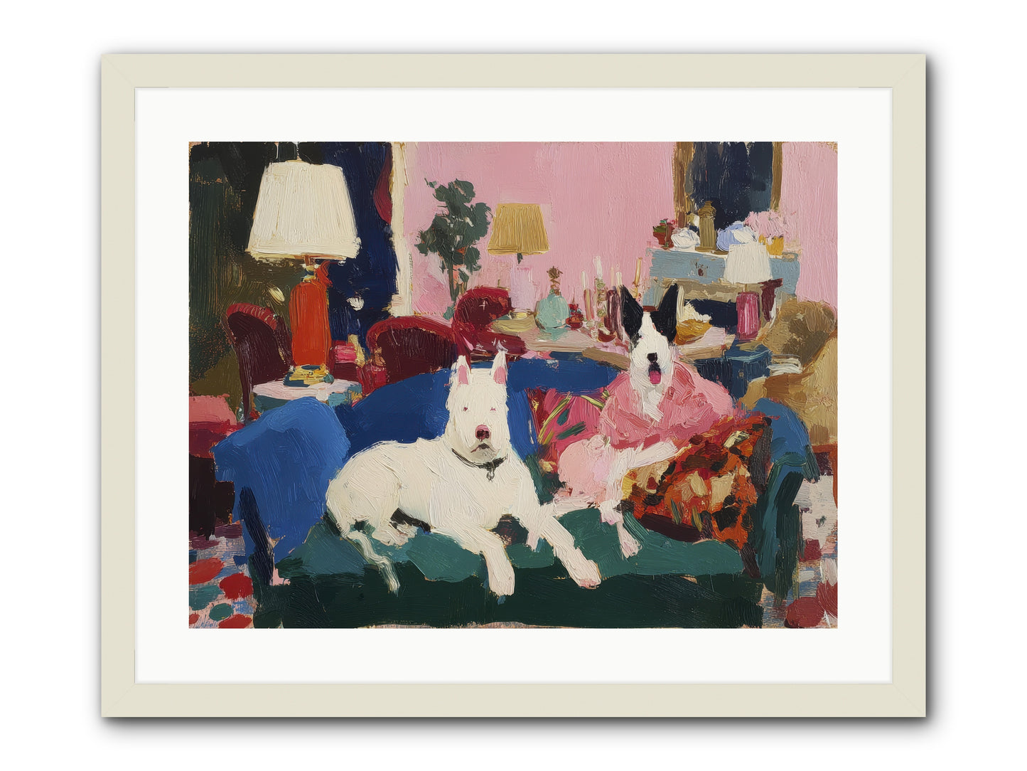 Parlor Companions -- Framed Print - White 24x18