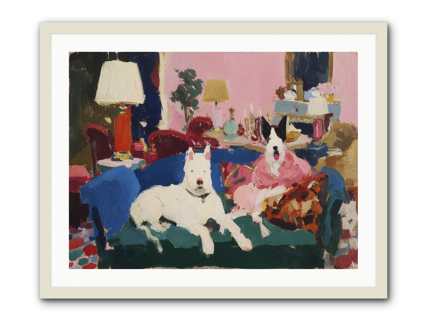 Parlor Companions -- Framed Print - White 32x24