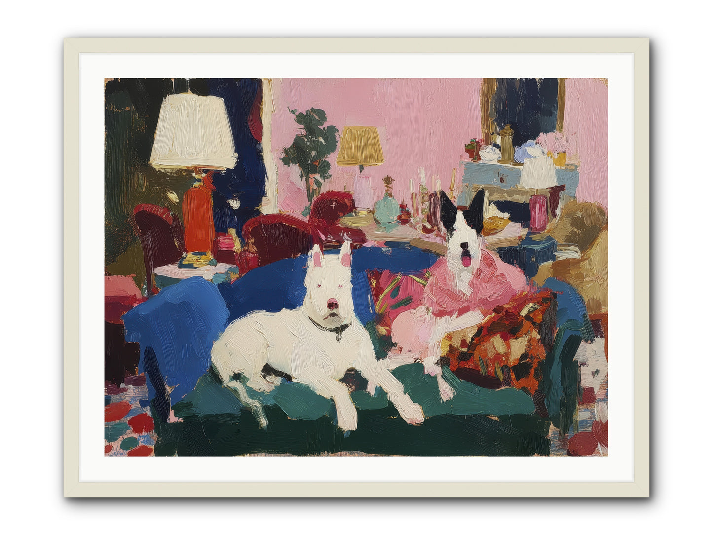 Parlor Companions -- Framed Print - White 40x30