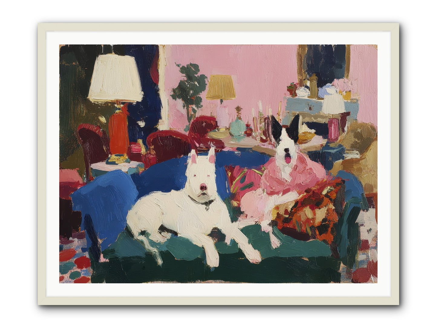 Parlor Companions -- Framed Print - White 48x36