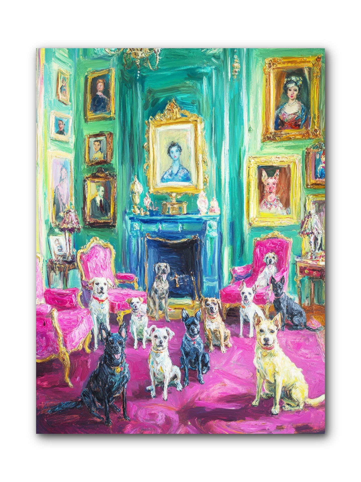 Parlor Dogs Taking Tea -- Wrapped Canvas 9x12