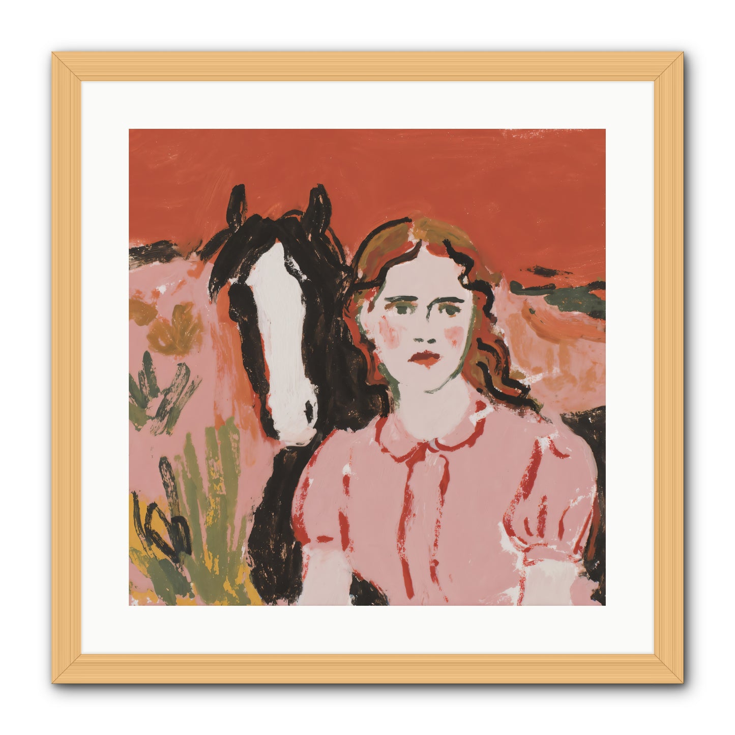 Particularly Fond -- Framed Print - Natural 20x20