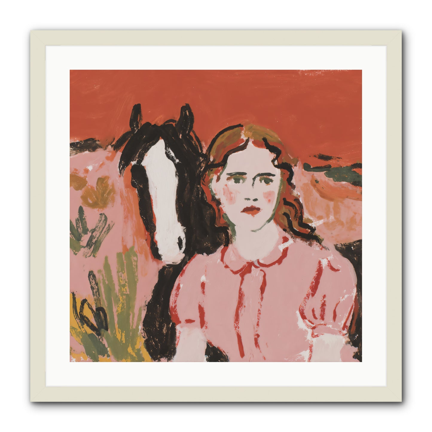 Particularly Fond -- Framed Print - White 24x24