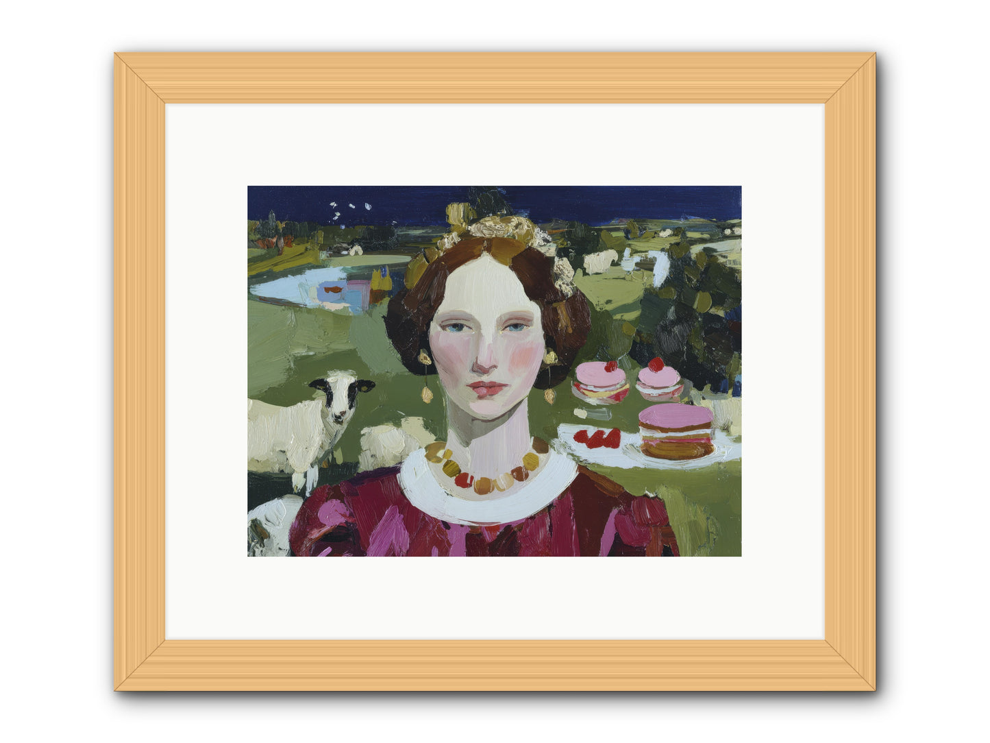 Pastoral Tea -- Framed Print - Natural 12x9