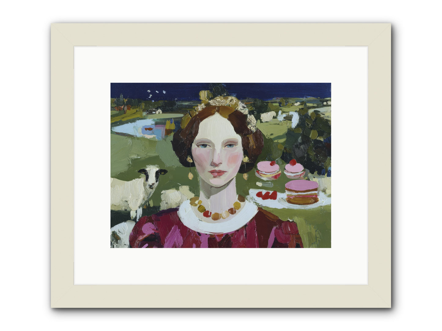 Pastoral Tea -- Framed Print - White 12x9