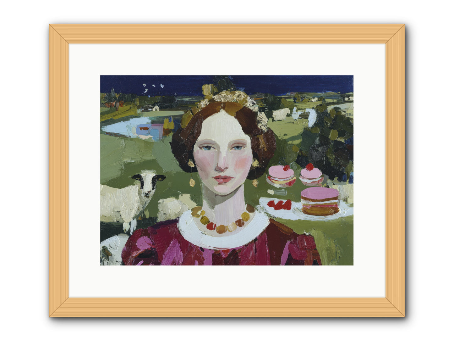 Pastoral Tea -- Framed Print - Natural 16x12