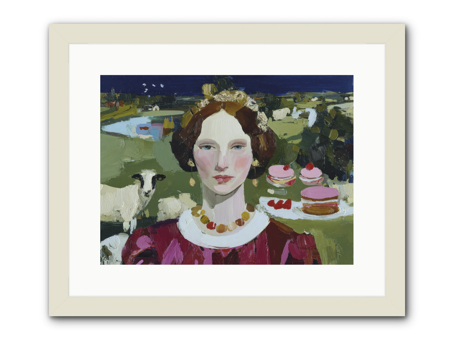 Pastoral Tea -- Framed Print - White 16x12