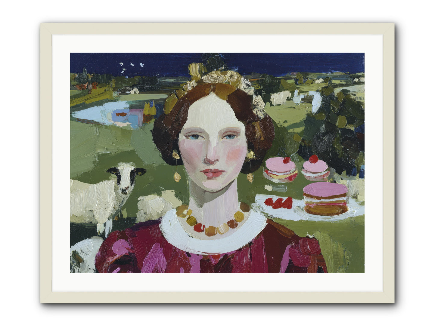 Pastoral Tea -- Framed Print - White 32x24