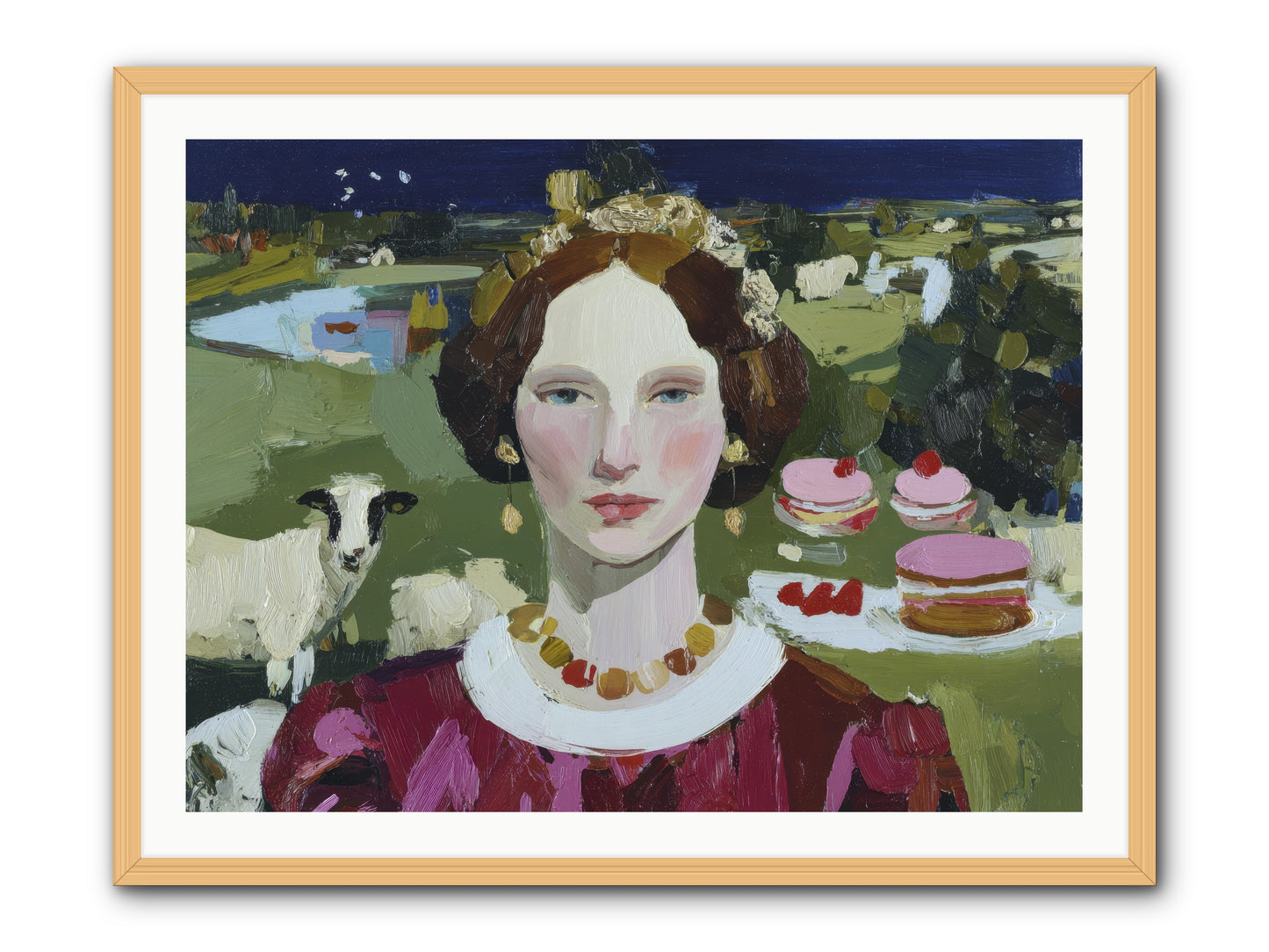 Pastoral Tea -- Framed Print - Natural 40x30