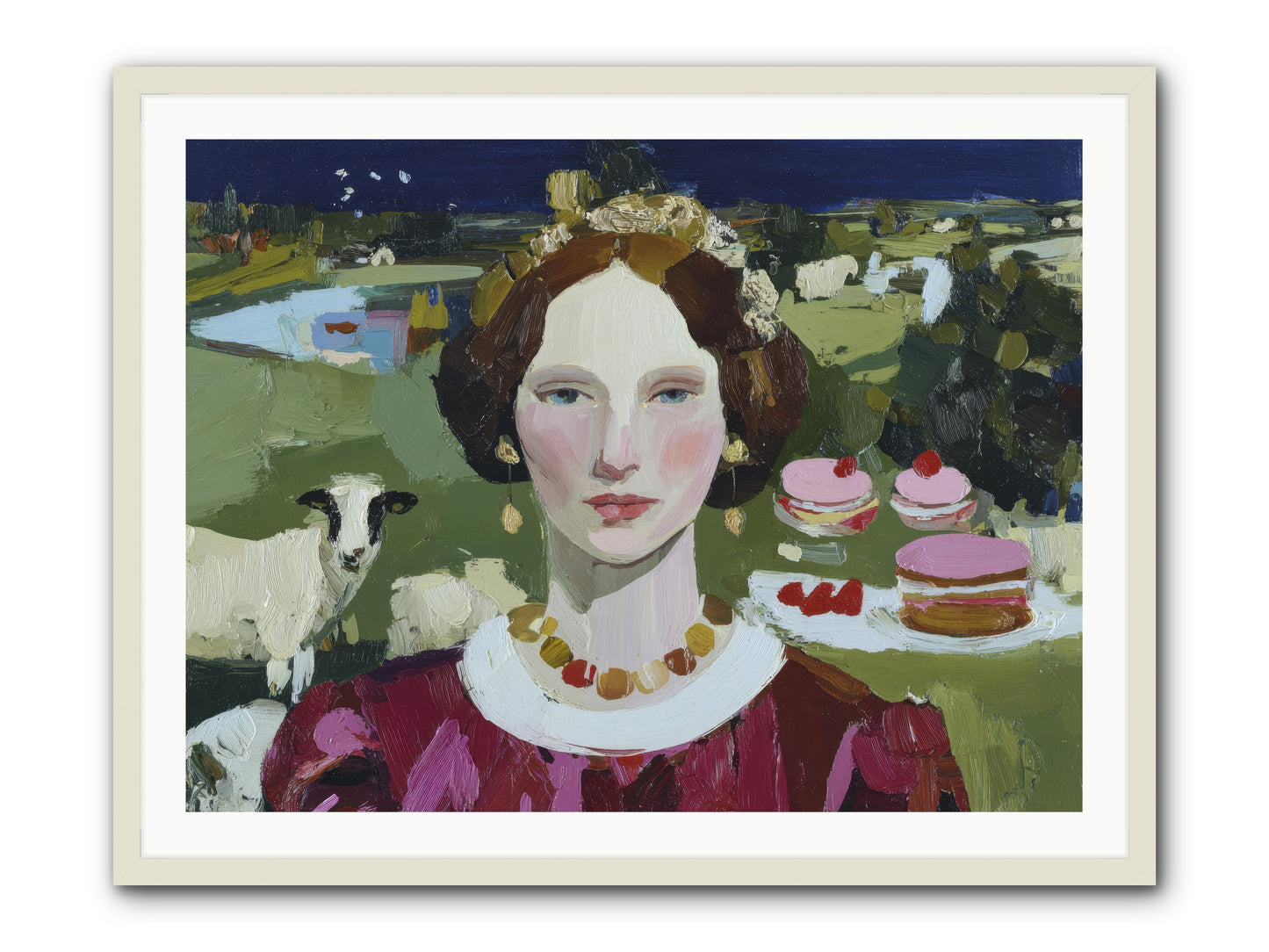 Pastoral Tea -- Framed Print - White 40x30