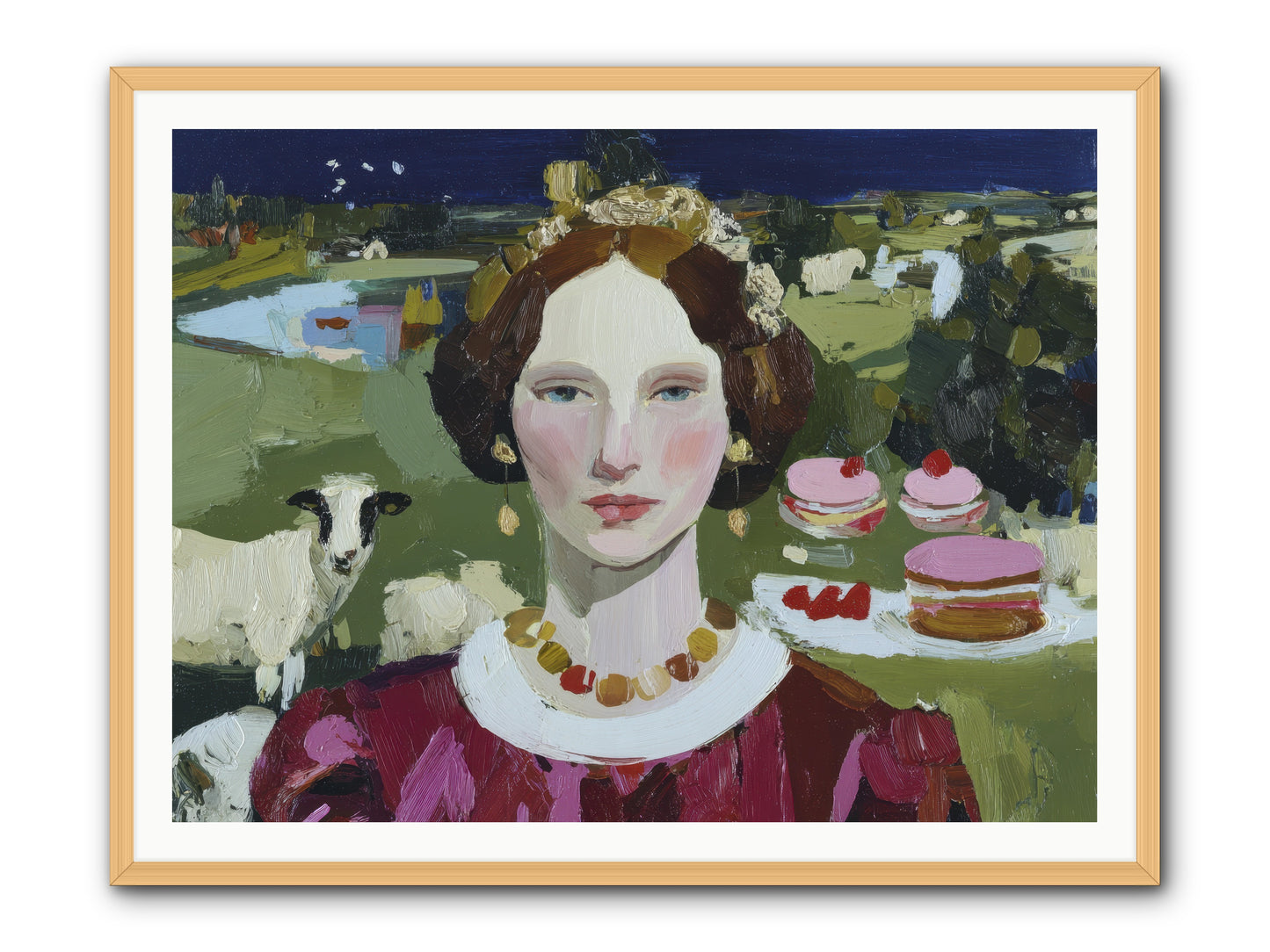 Pastoral Tea -- Framed Print - Natural 48x36