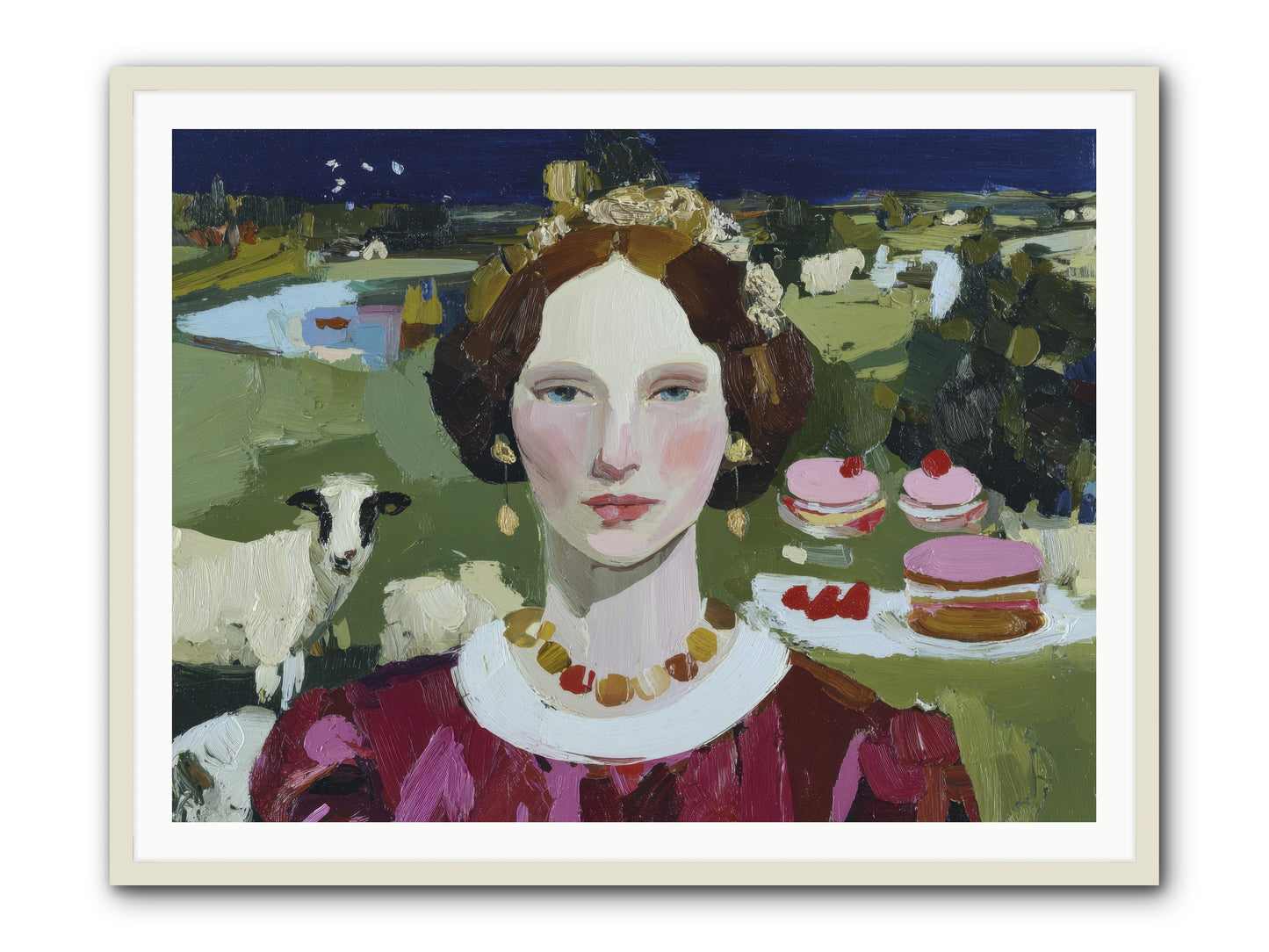 Pastoral Tea -- Framed Print - White 48x36