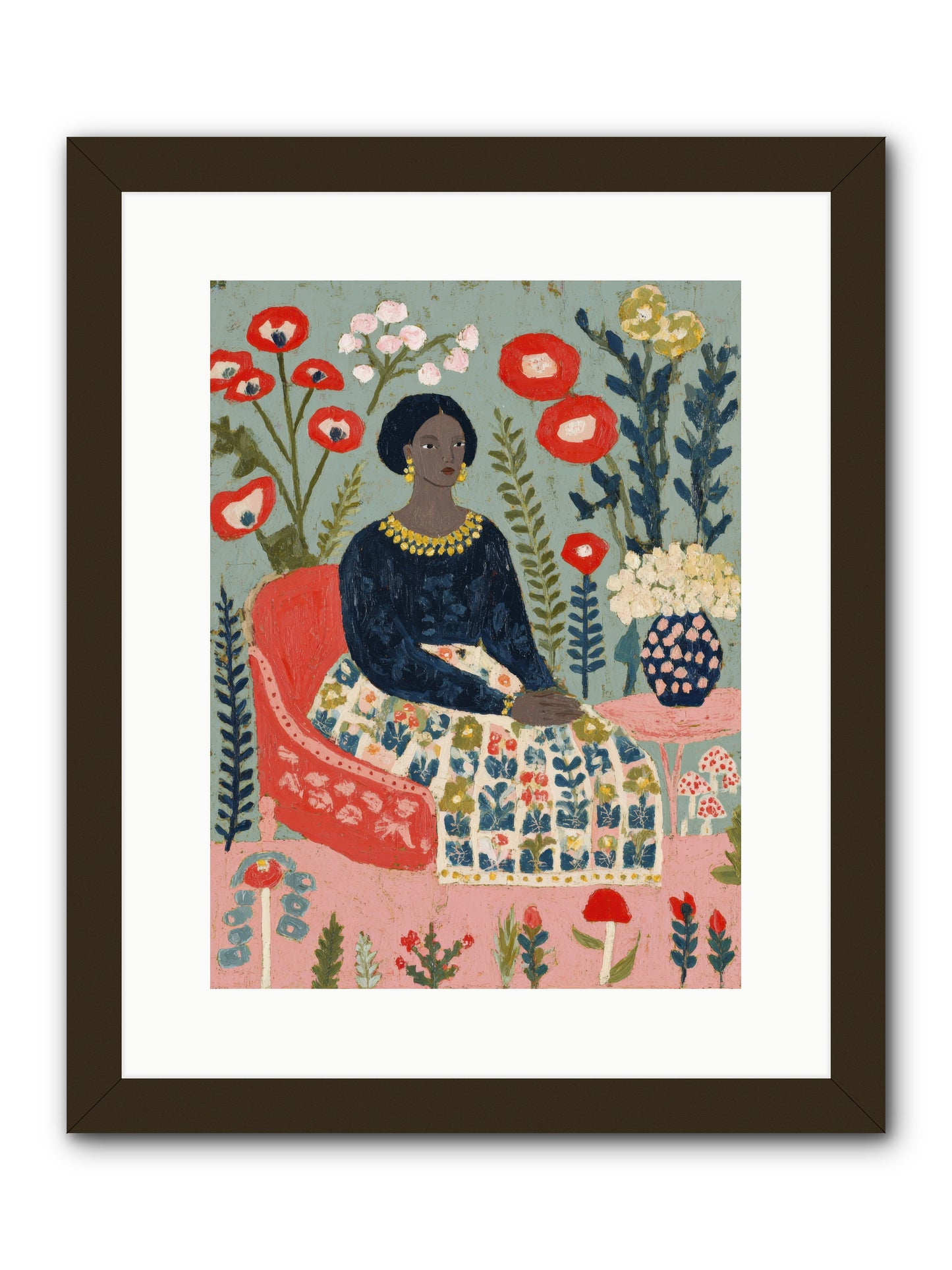 Patchwork Petals & Promise-REZ -- Framed Print - Black 12x16