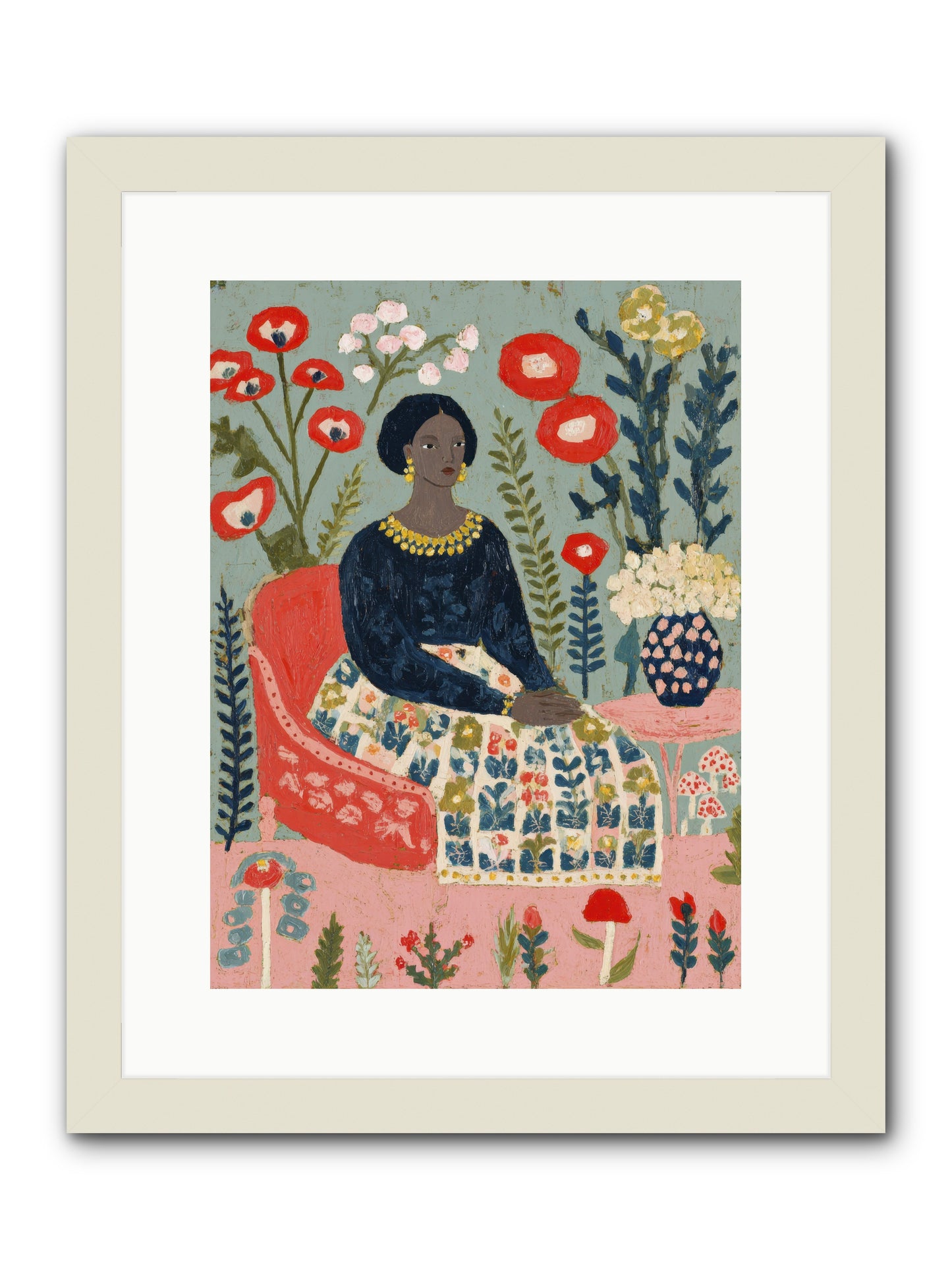 Patchwork Petals & Promise-REZ -- Framed Print - White 12x16