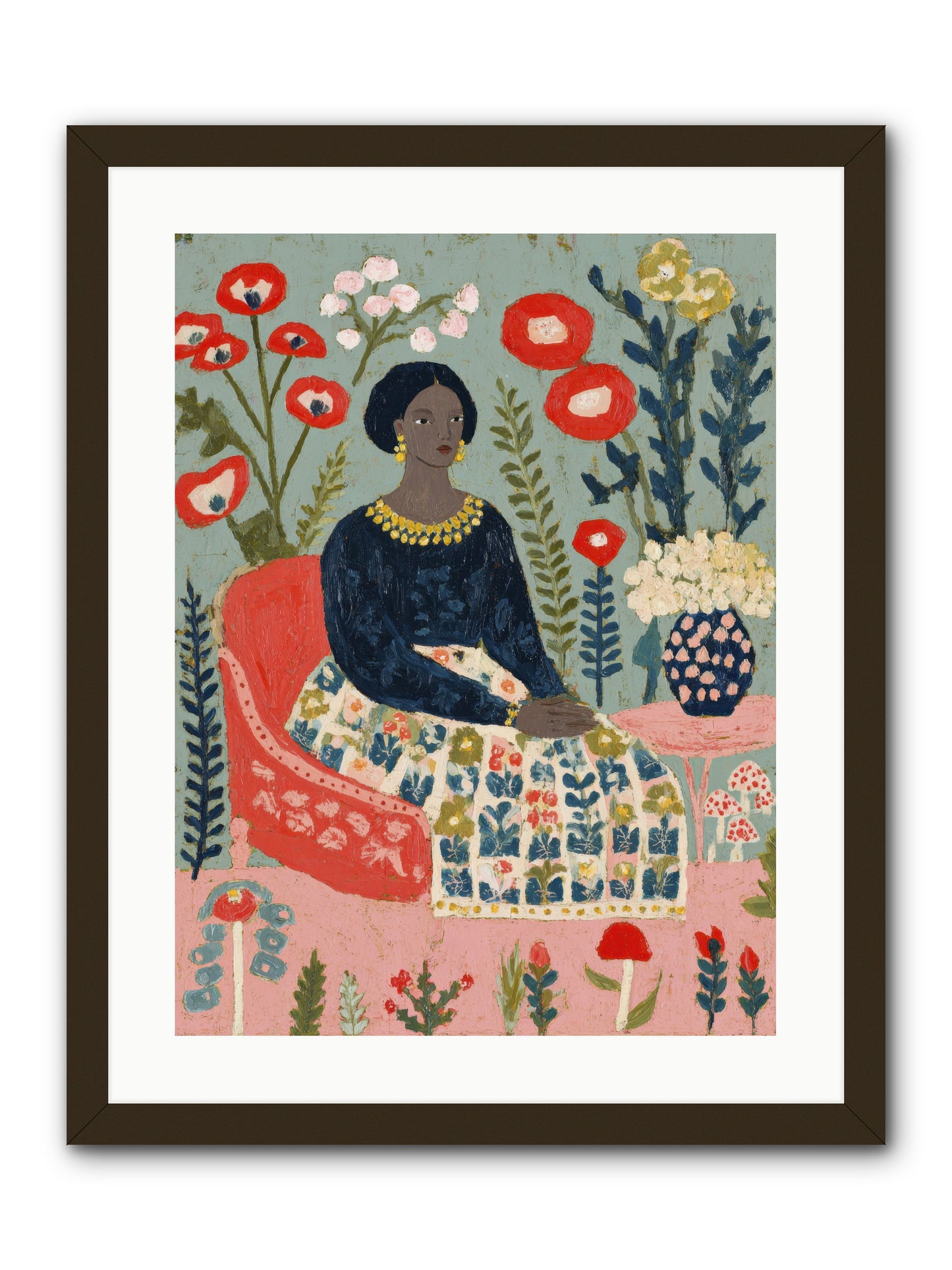 Patchwork Petals & Promise-REZ -- Framed Print - Black 18x24