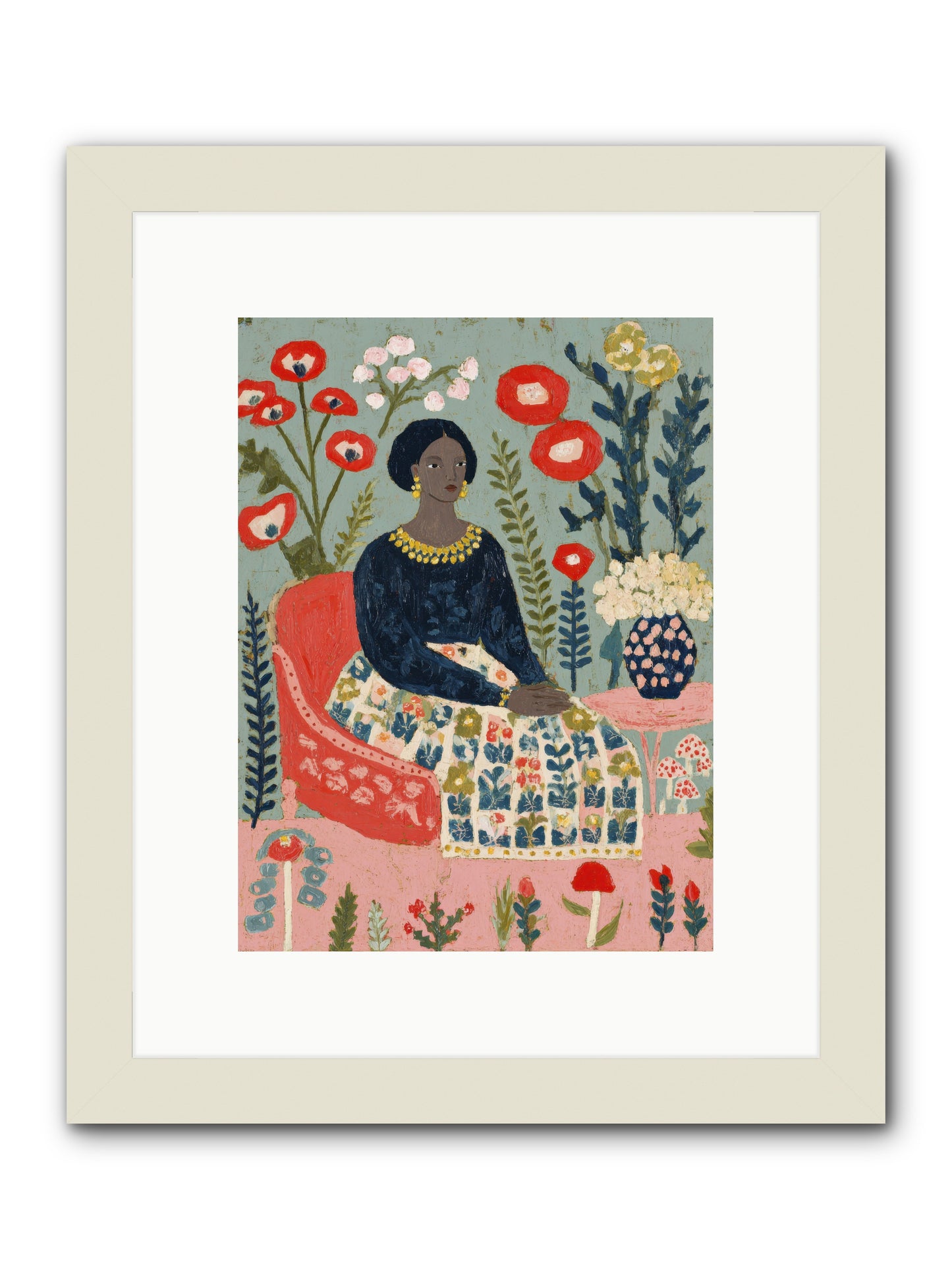 Patchwork Petals & Promise-REZ -- Framed Print - White 9x12