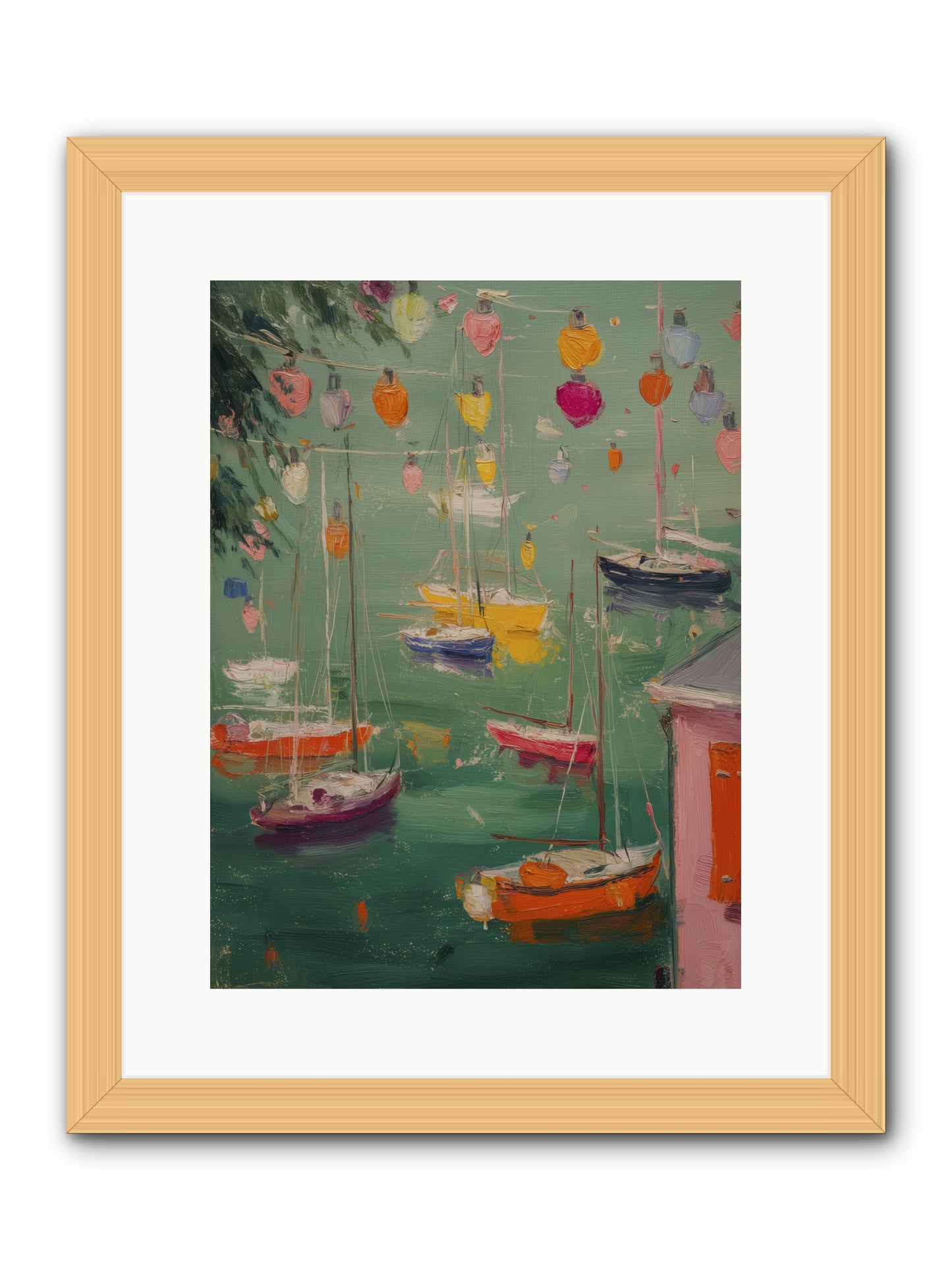 Peaceful Anchorage  -- Framed Print - Natural 12x16