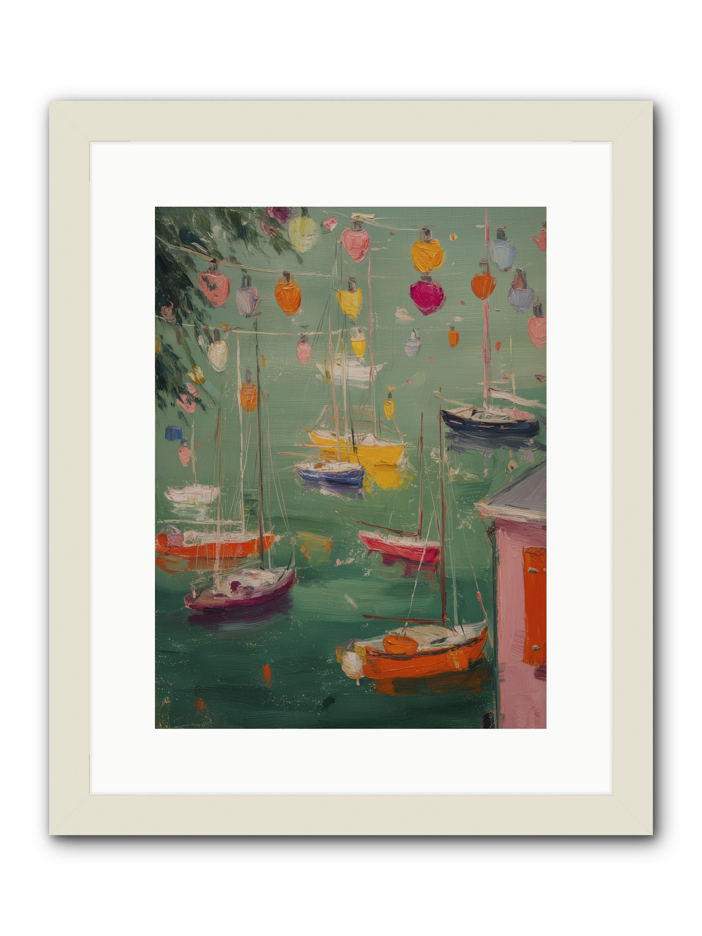 Peaceful Anchorage  -- Framed Print - White 12x16
